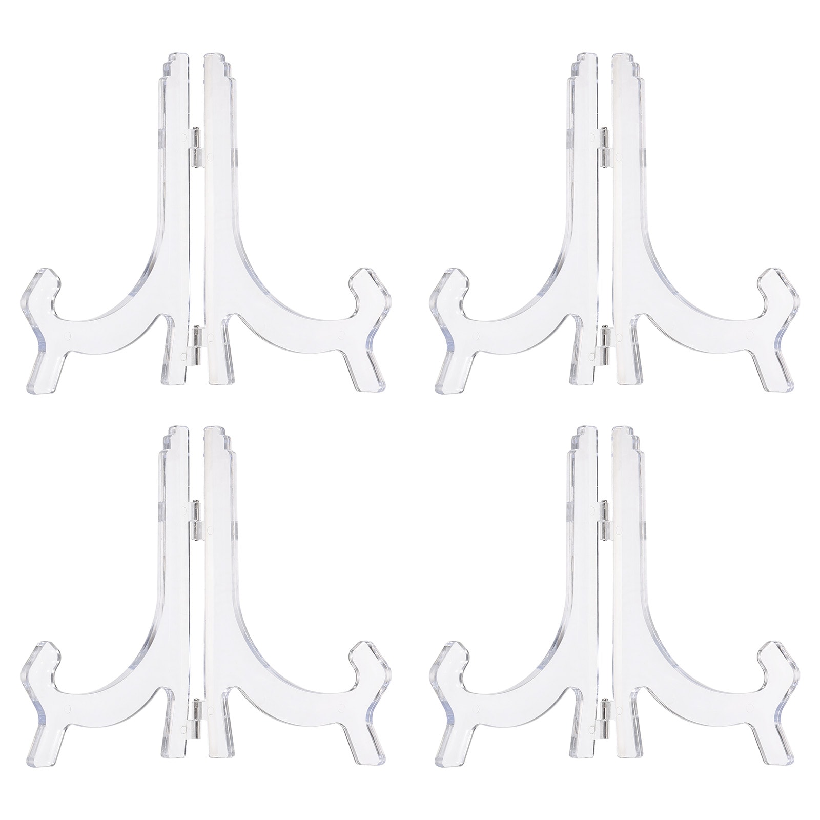 Unique Bargains - 4pcs 6 Inch Acrylic Easel Display Stand Folding Plate Display Stands Holder Cle...
