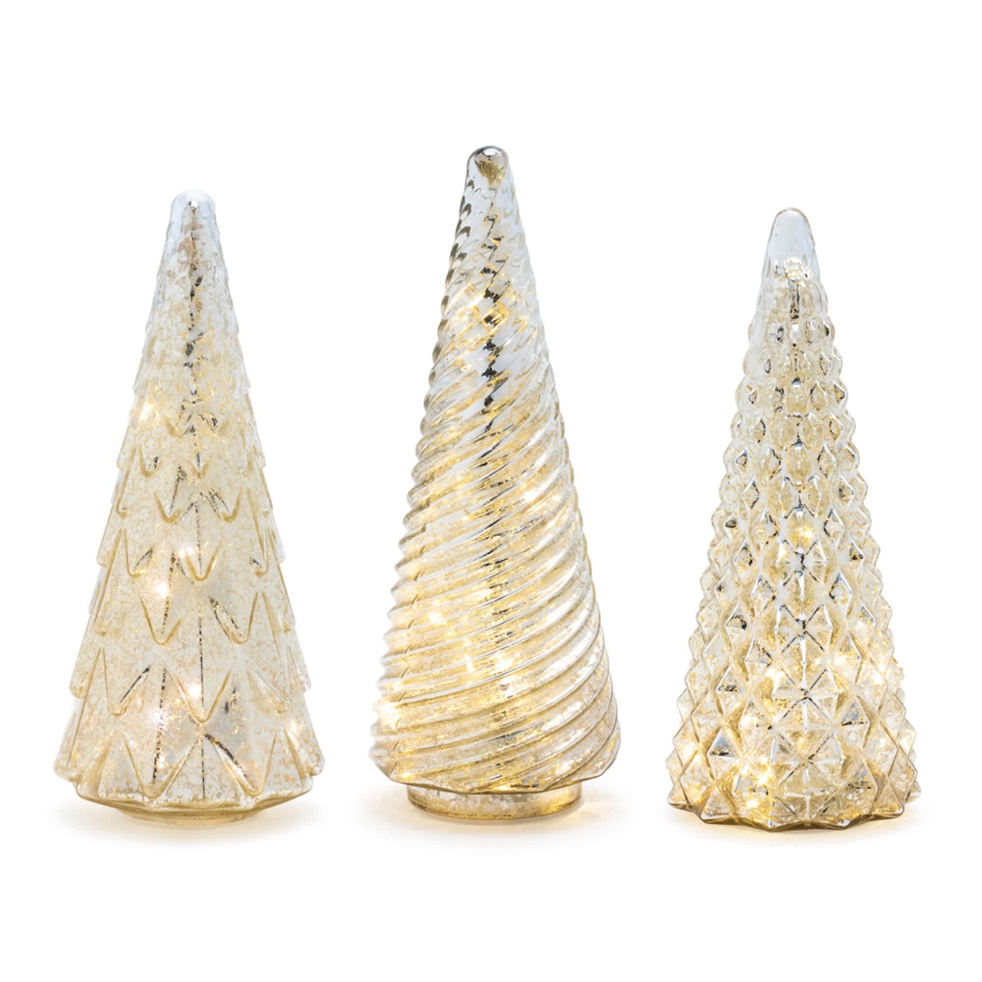 Melrose International 90871DS LED Tree (3 Asst) 12H Glass 3 AA Batteries Not Included