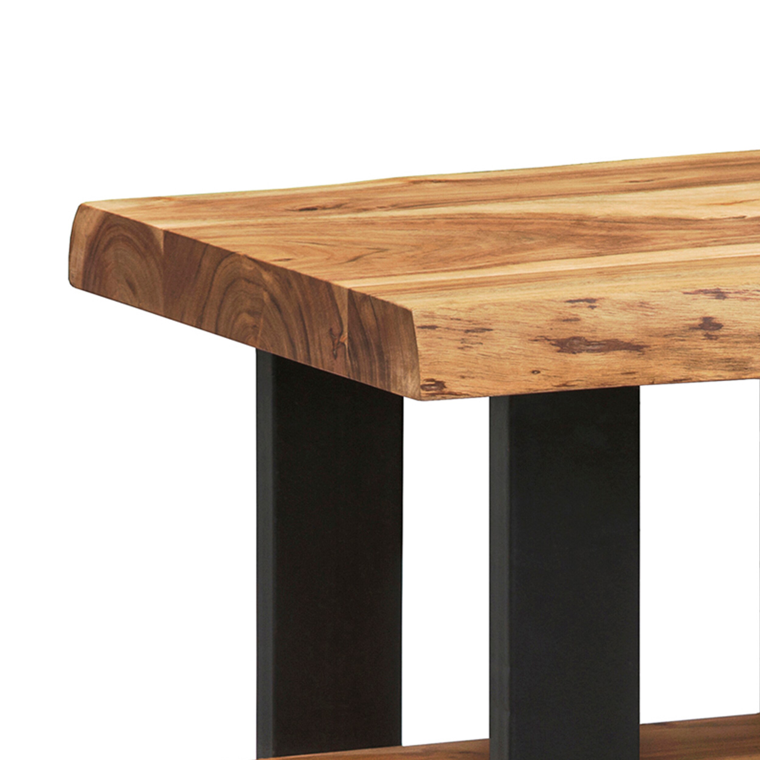 Alaterre Furniture Alpine Traditional Wood End Table with Live Edge Shape  and Black Metal Accents in the End Tables department at