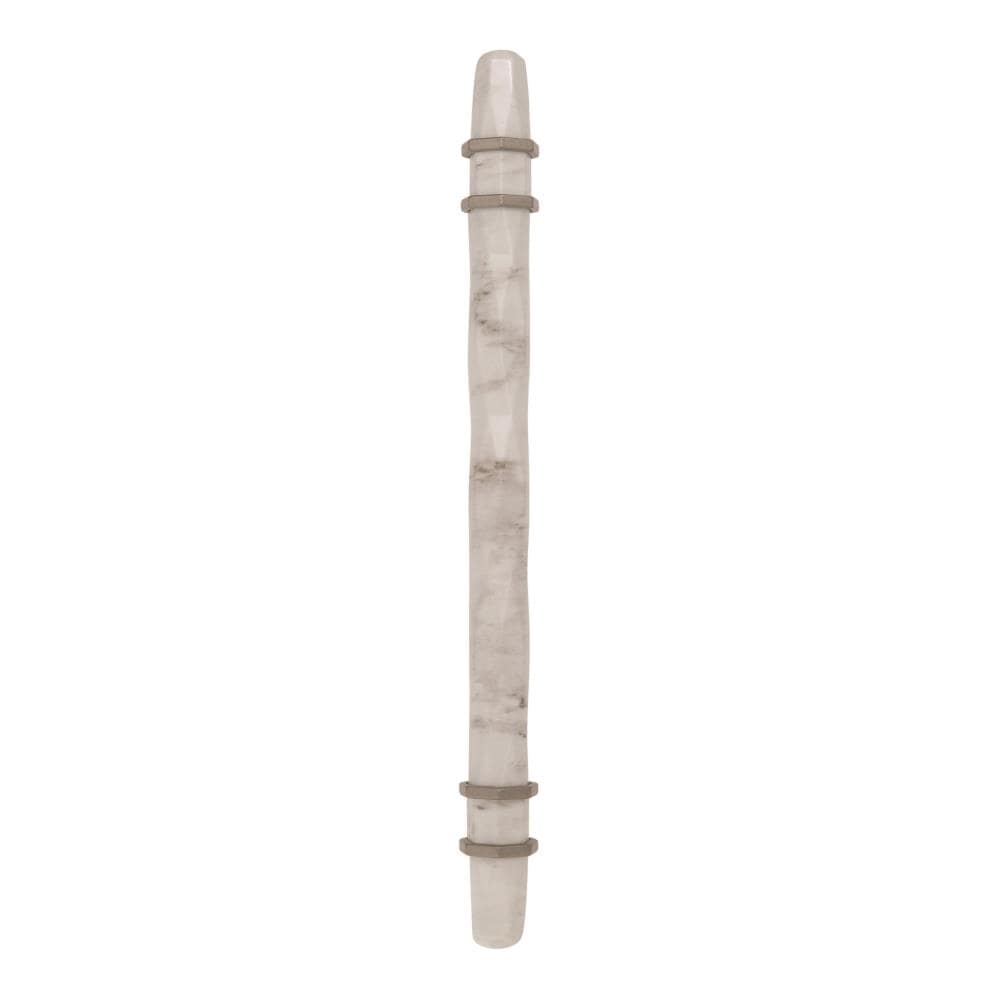 Amerock BP36650MWG10 Carrione 6-5/16-in , 160mm Center to Center Marble White and Satin Nickel Cylindrical Bar