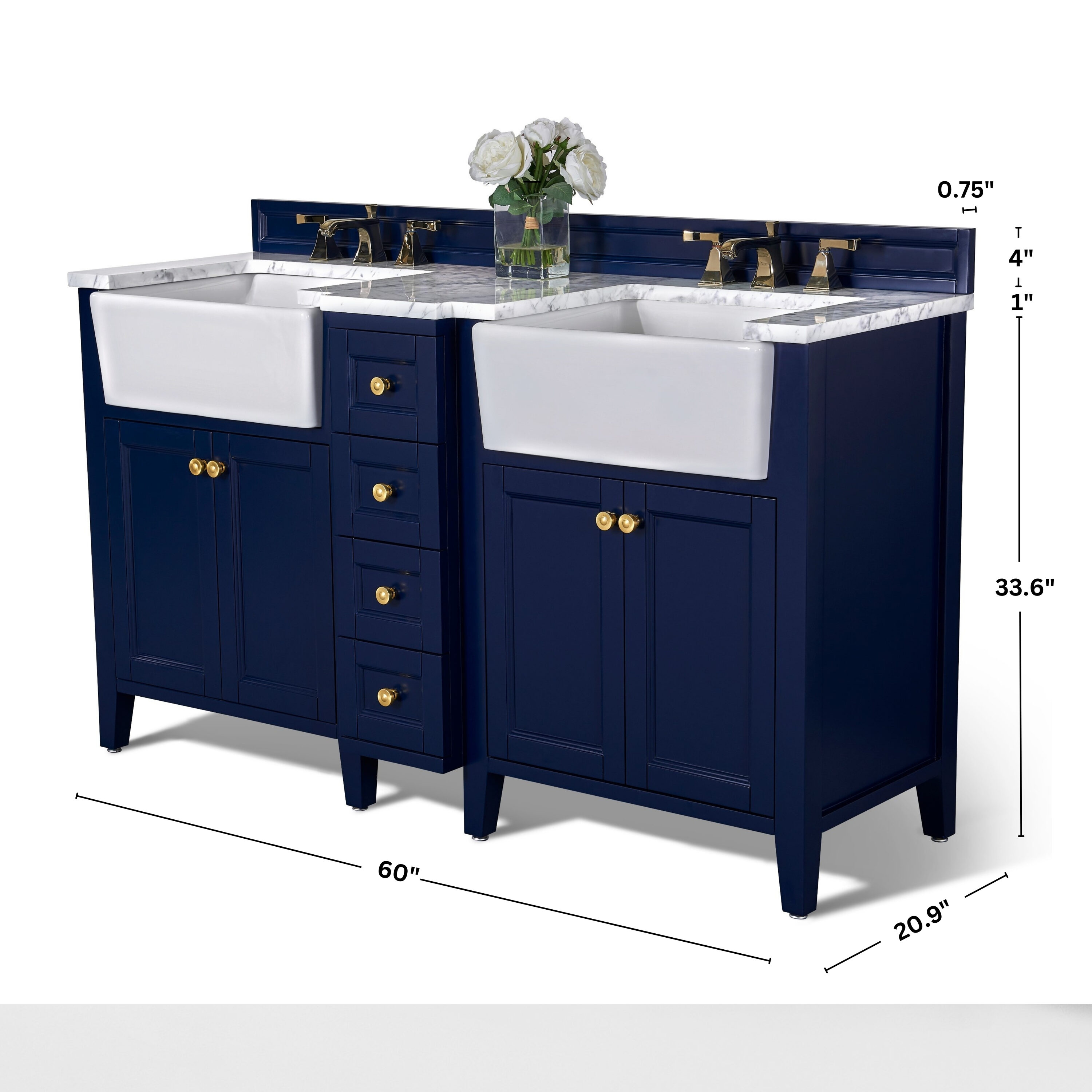 Ancerre Designs VTSADELINE60HBCWGD Bath-Vanity-Combo - View #6