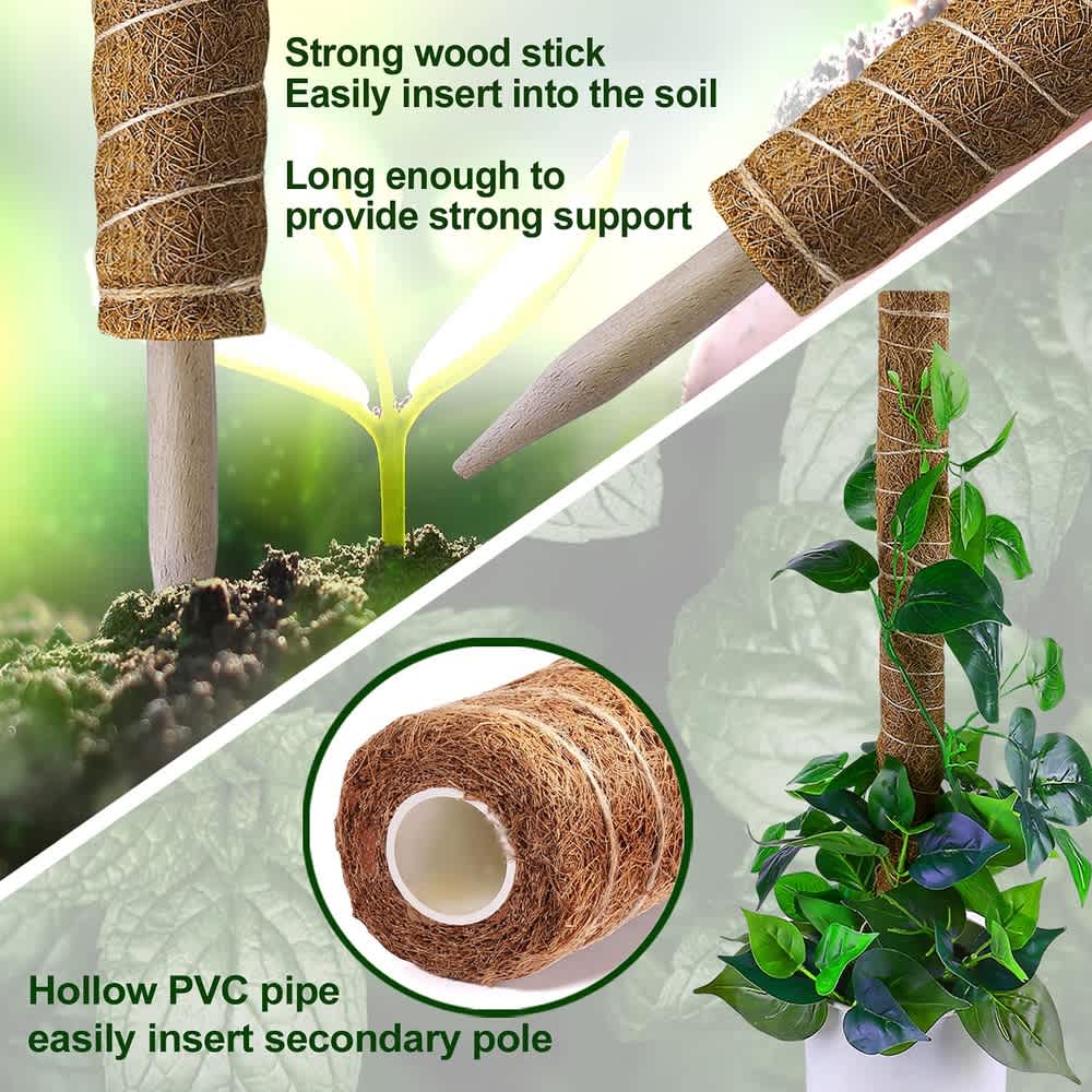 Aoibox 4 Pack 16 Inch Moss Poles Extendable to 47.5 Inch Plant