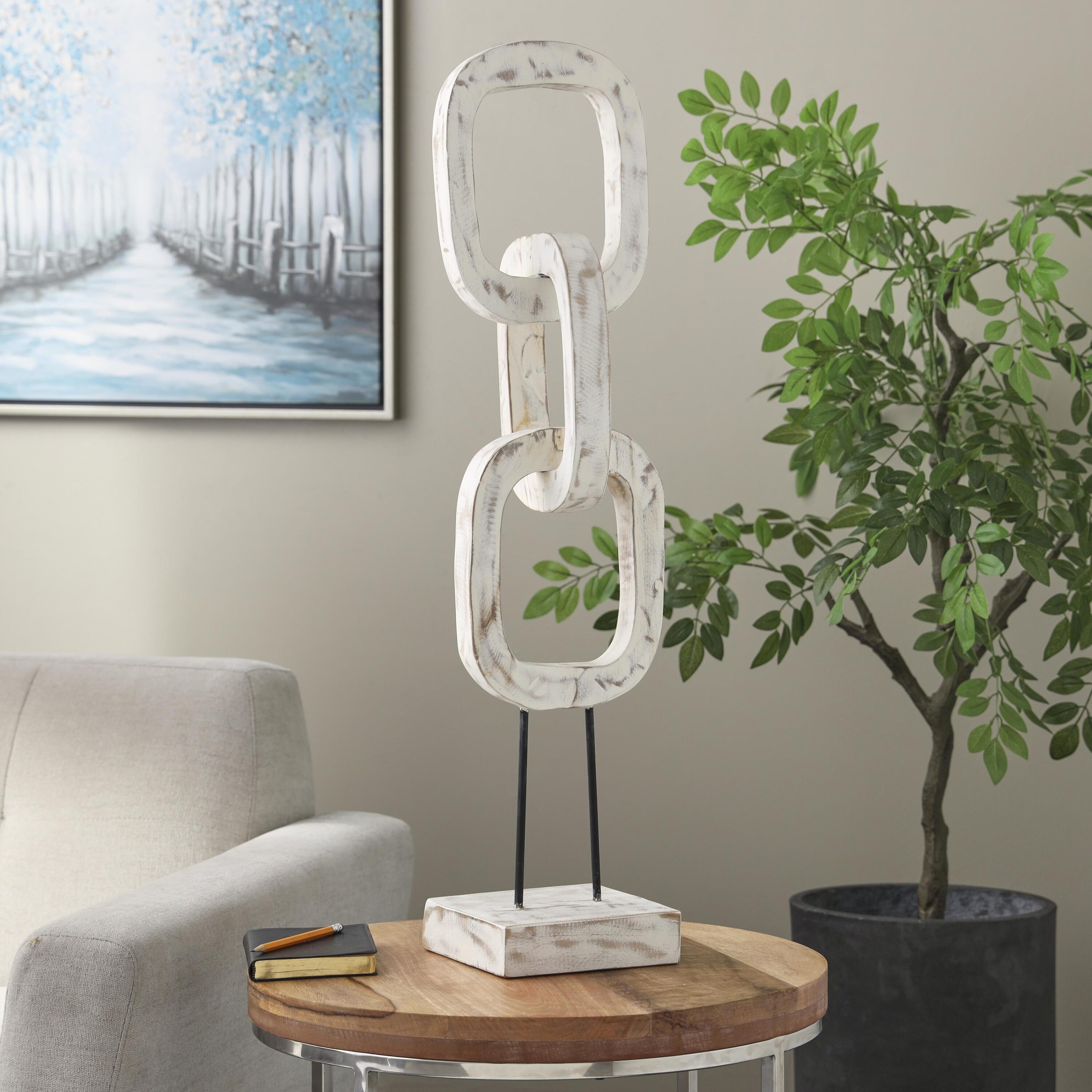 Grayson Lane 822489 Off-white Wood Modern Sculpture