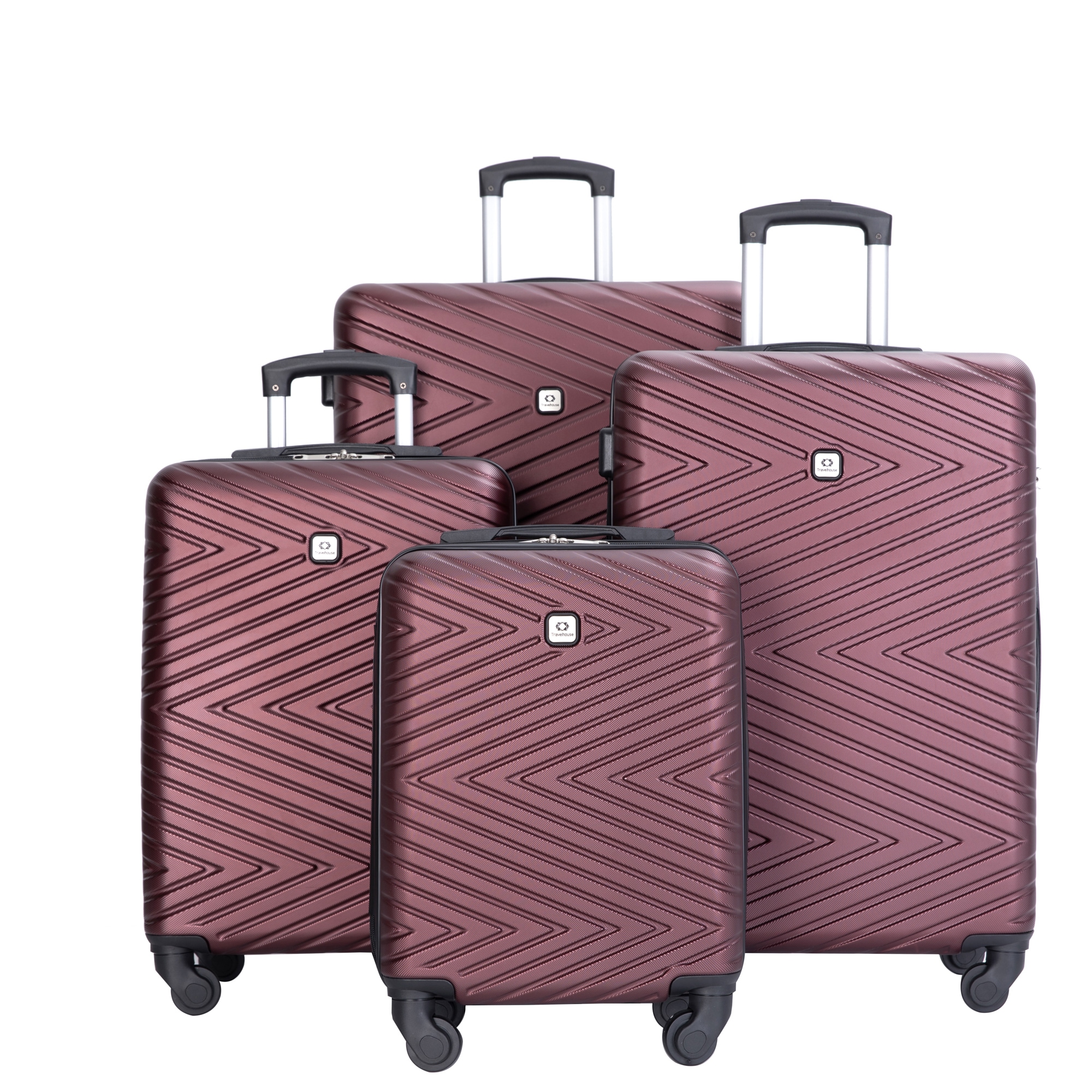 SINOFURN SYD9400010BY 20.5x11.8x30.3 Wine Red Plastic Hardshell Suitcase set 4 -Bag