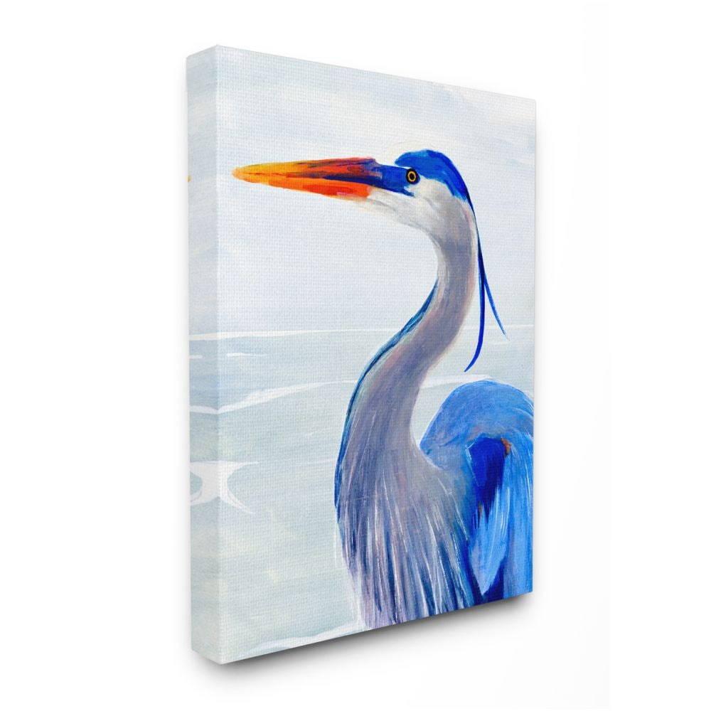 Stupell Industries AB-537-CN-24X30 Strong Blue Pelican in Water Aquatic Bird Portrait Annie Warren Gallery Wrapped Canvas 30-in H x 24-in W Animals Canvas Print