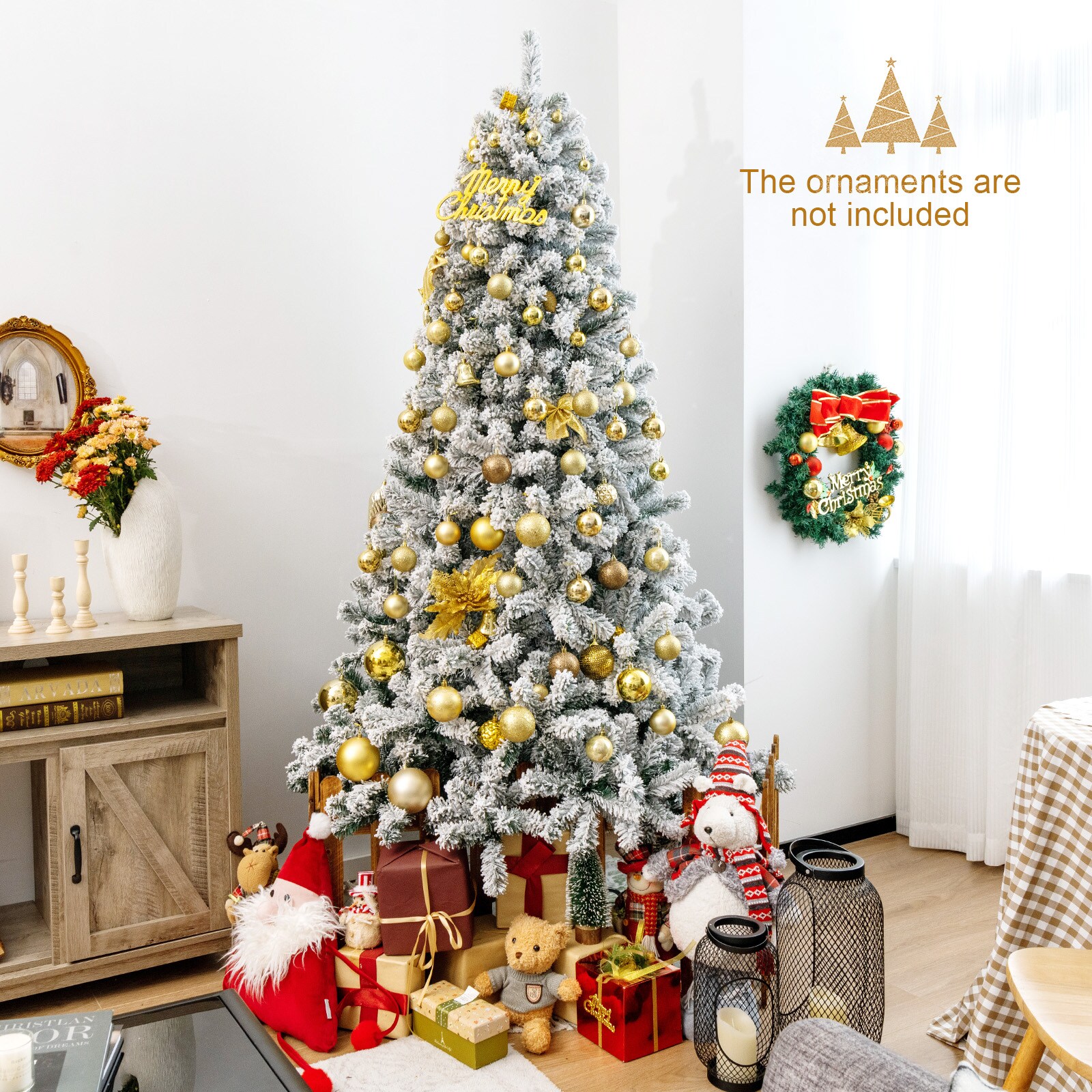Forclover ALHY-068CM 7.5-ft Slim White Artificial Christmas Tree