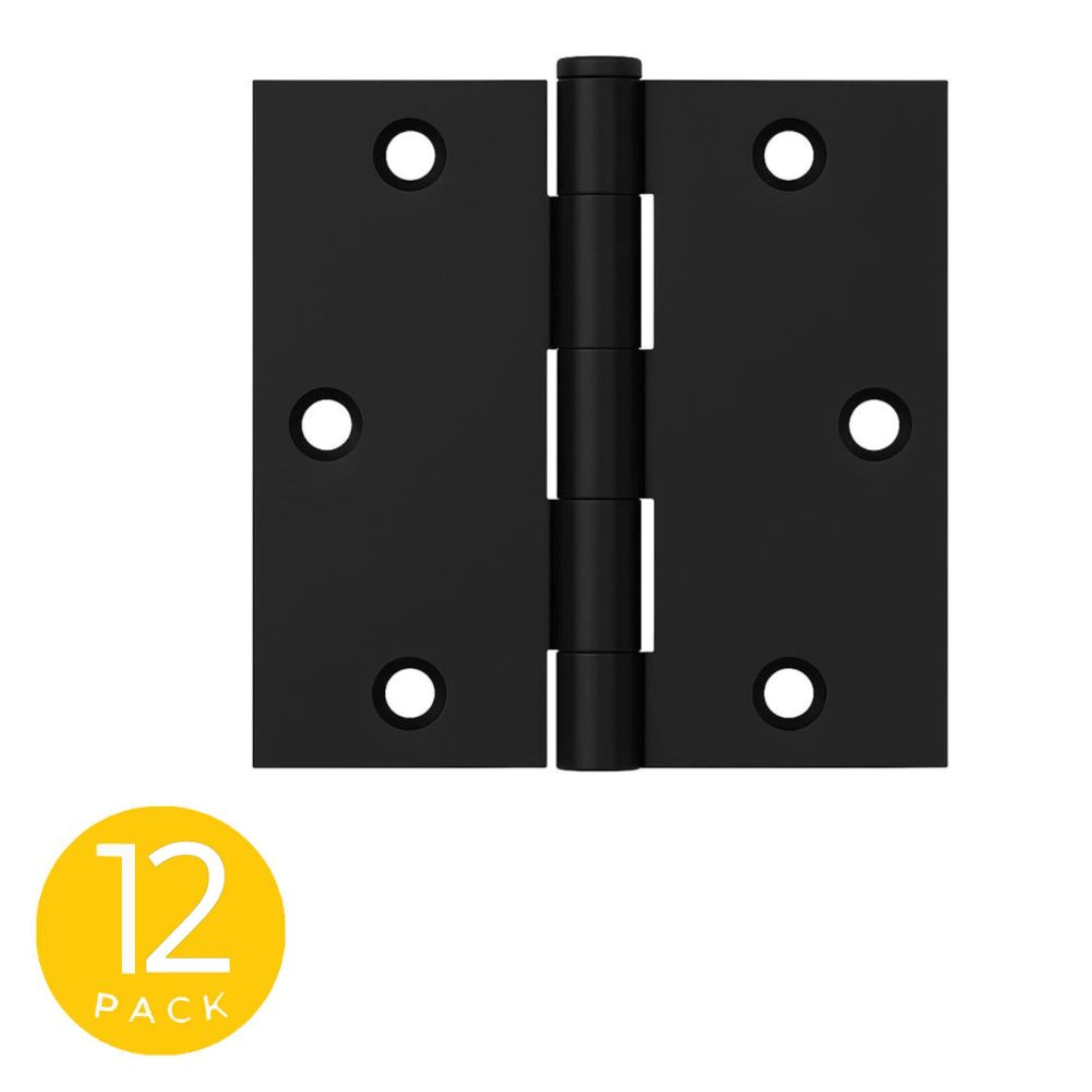 Global Door Controls 3-1/2-in H Matte Black Mortise Interior/Exterior Door Hinge 12-Pack