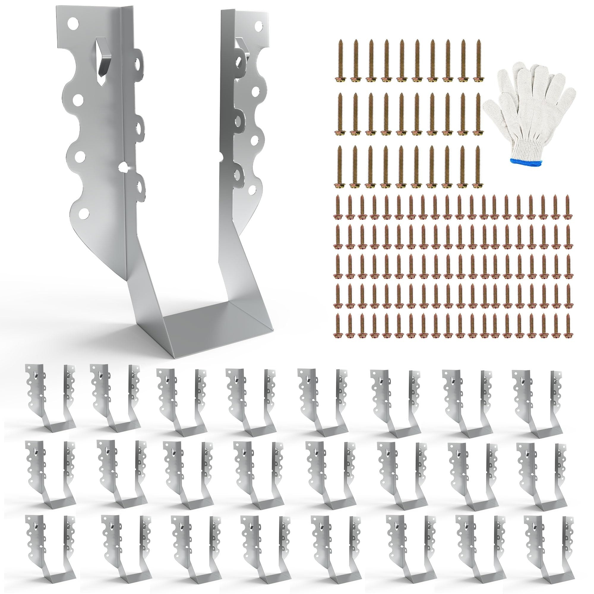 Phyfalip 25 Pack 2x6 Joist Hangers with Screws 20 Gauge Galvanized Steel Face Mount for Wood Posts Rafters Deck Floor Ceiling Truss Beam #LPF0502Z06