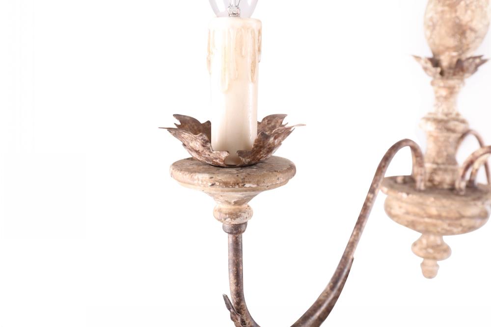 Distressed Weathered Wood 6-Light Farmhouse Candle Chandelier