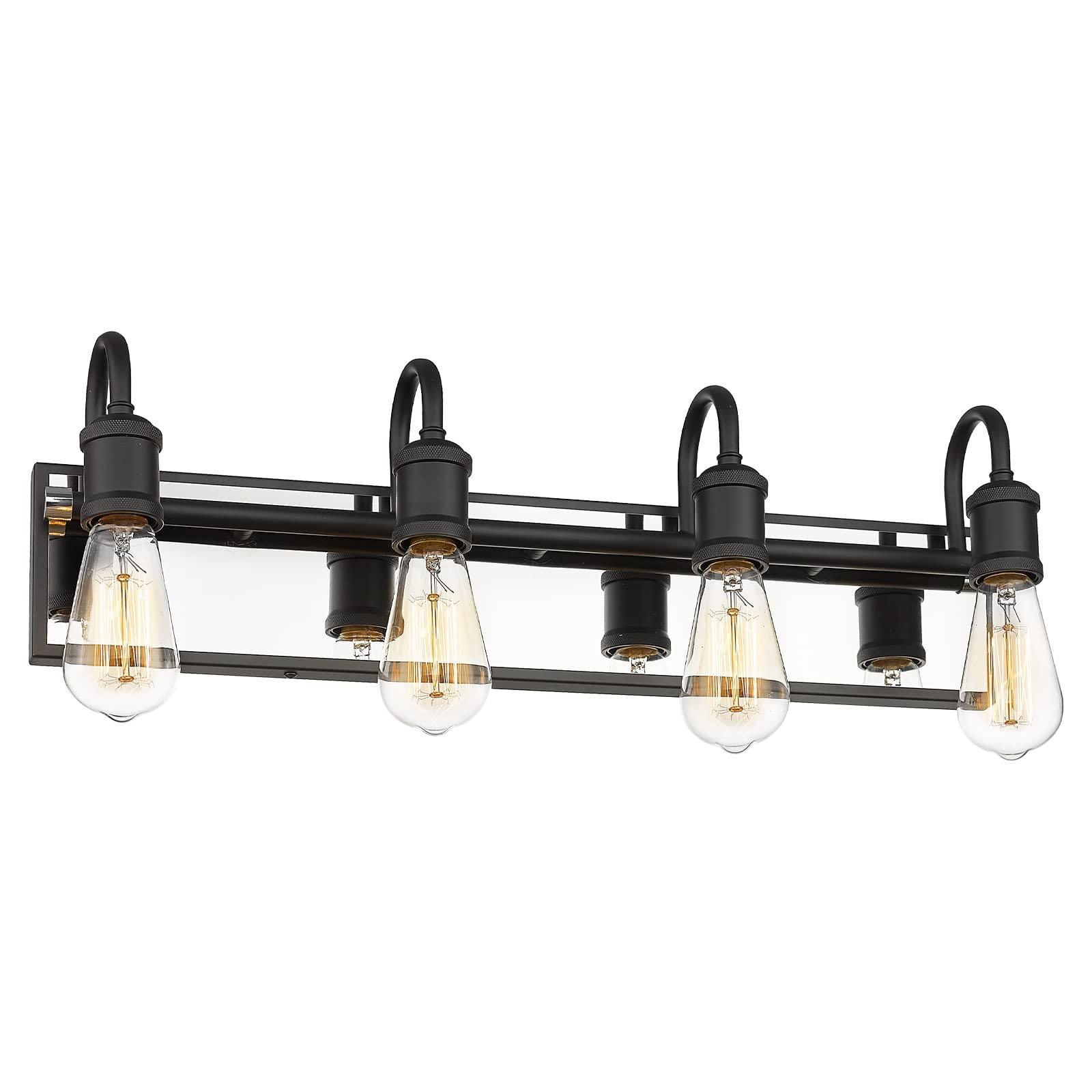 LTMATE LSJE259B-4W BK+CH JAZAVA 23.8-in 4 -Light Matte Black Modern/contemporary Vanity light