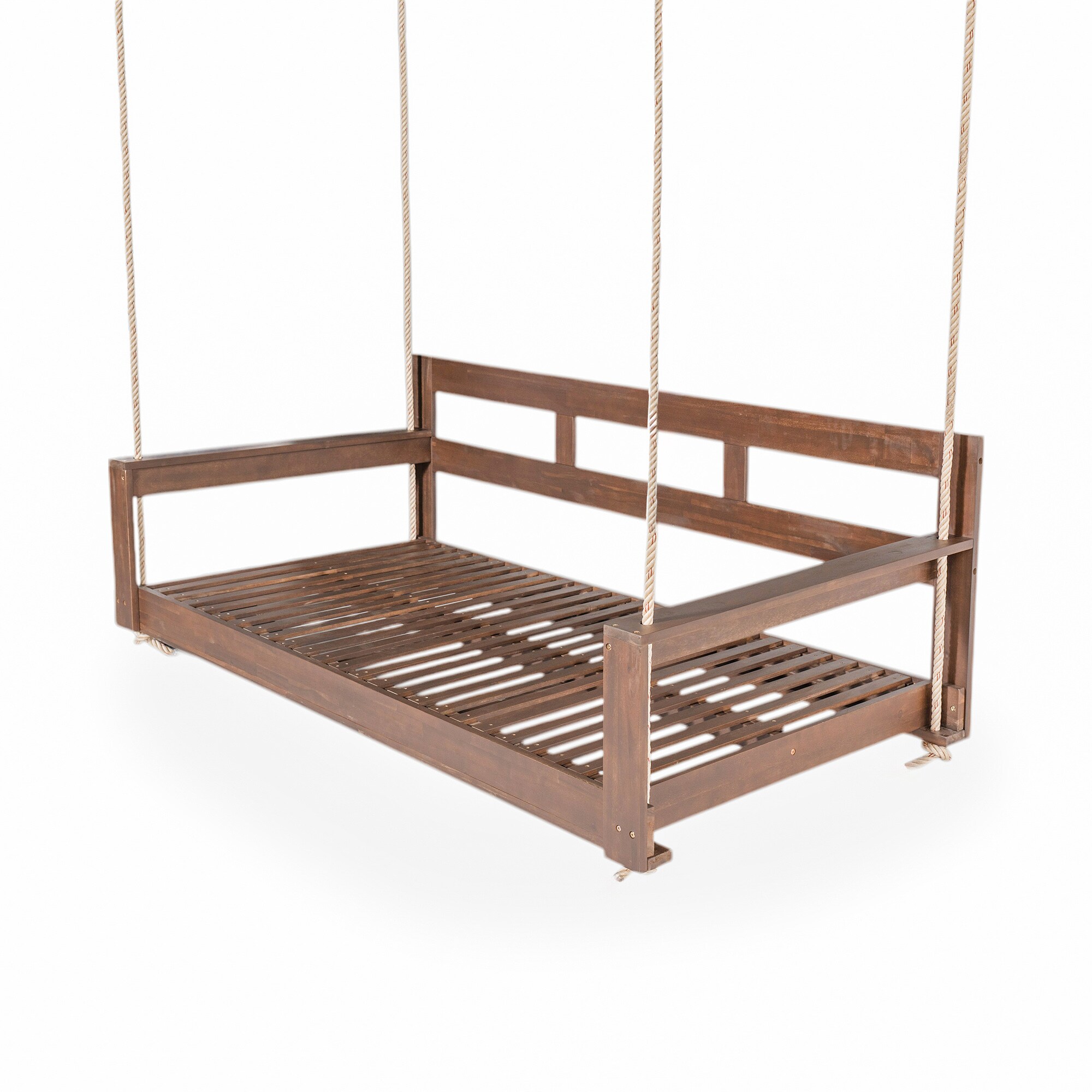 SINOFURN SYB260048GY 2 -person Brown Wood Outdoor Swing bed
