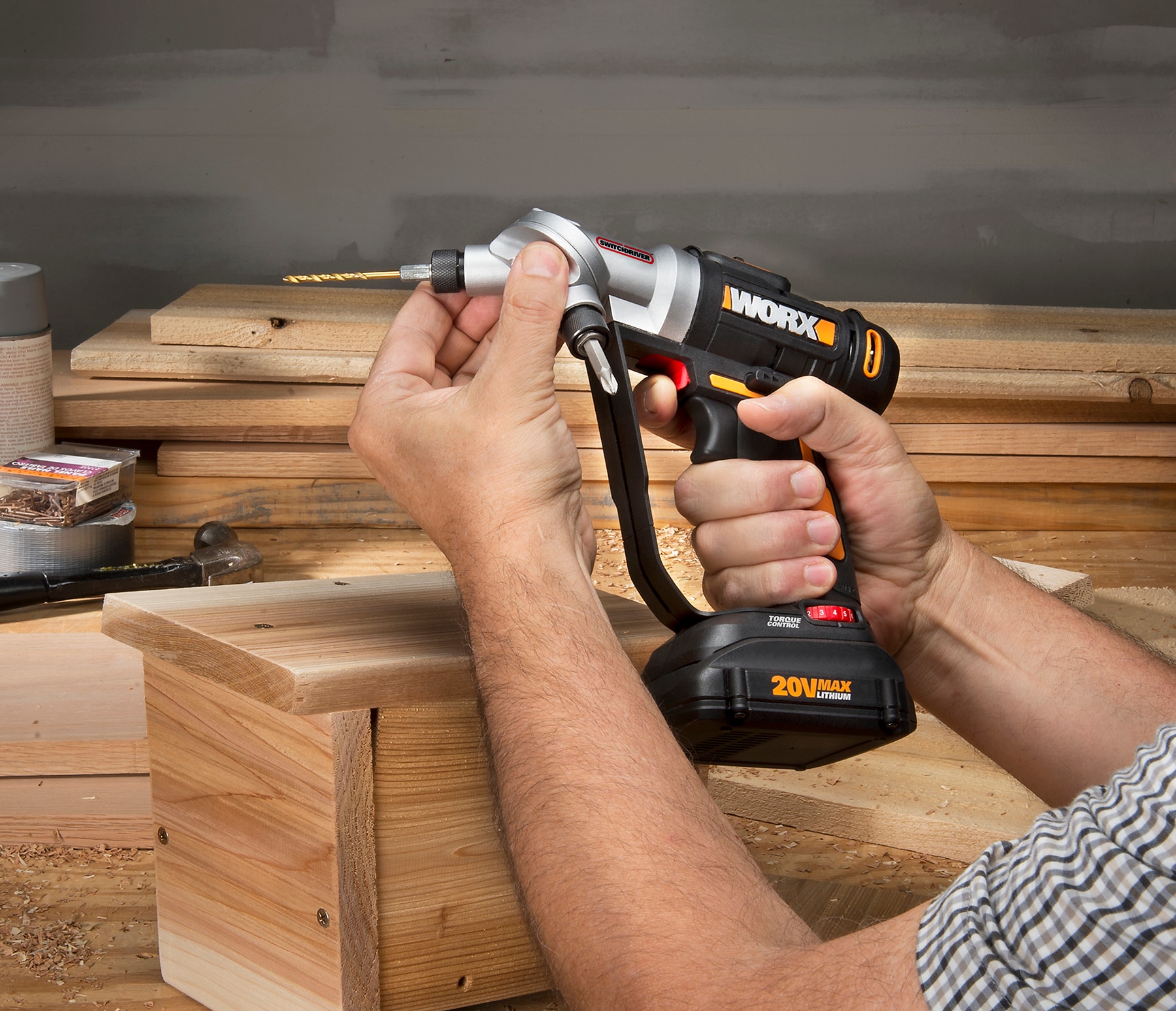 WORX Switchdriver 20 volt Max 1 4 in Right Angle Cordless Drill at