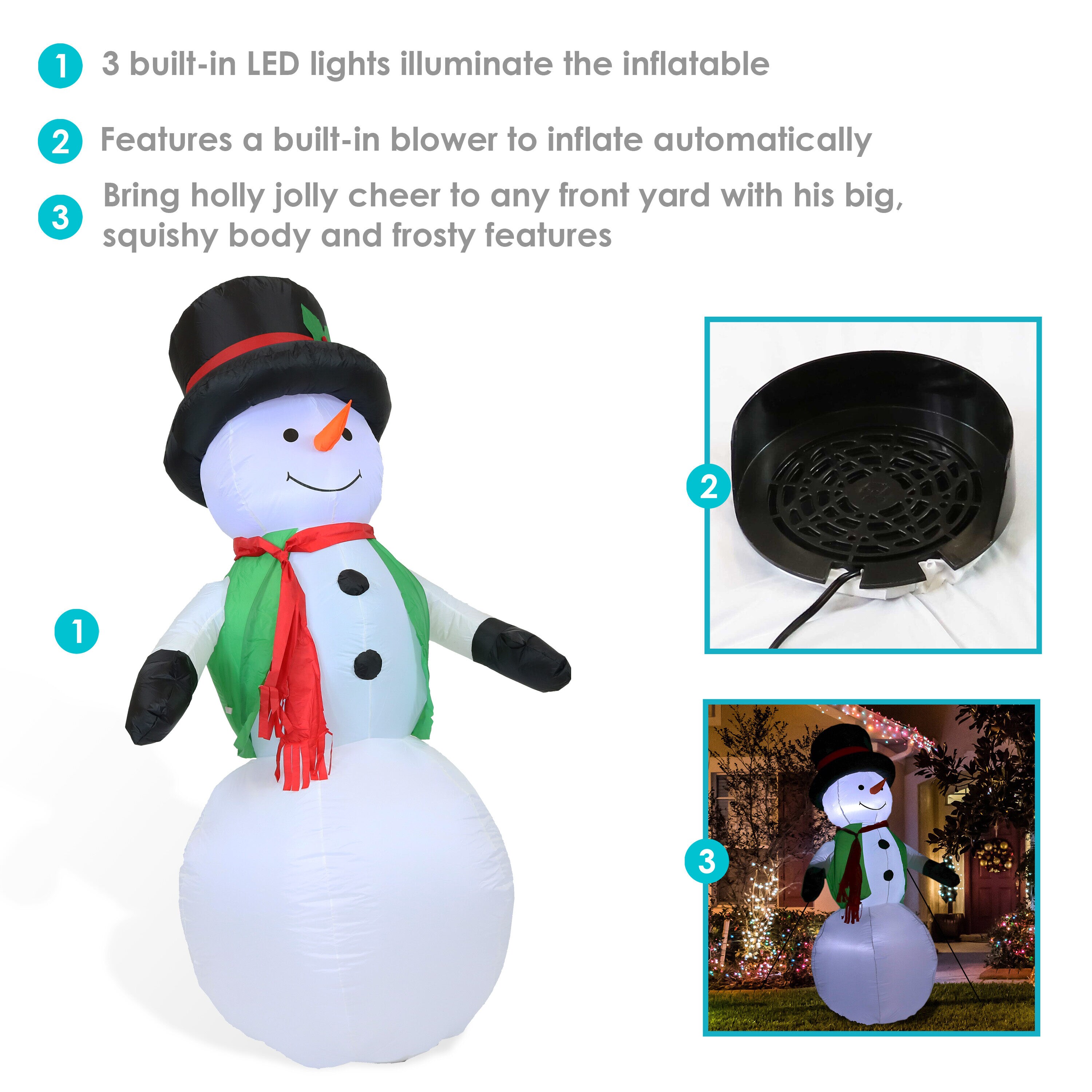 Sunnydaze Decor 6.8-ft Lighted Snowman Christmas Inflatable in the ...