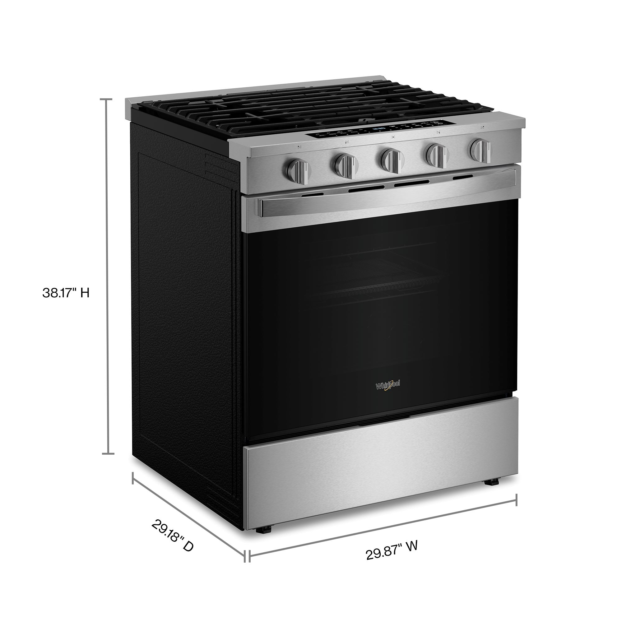 Whirlpool 30-in 5 Burners 5-cu ft Self-Cleaning Air Fry Convection Oven Slide-in Liquid Propane Gas Range (Stainless Steel)
