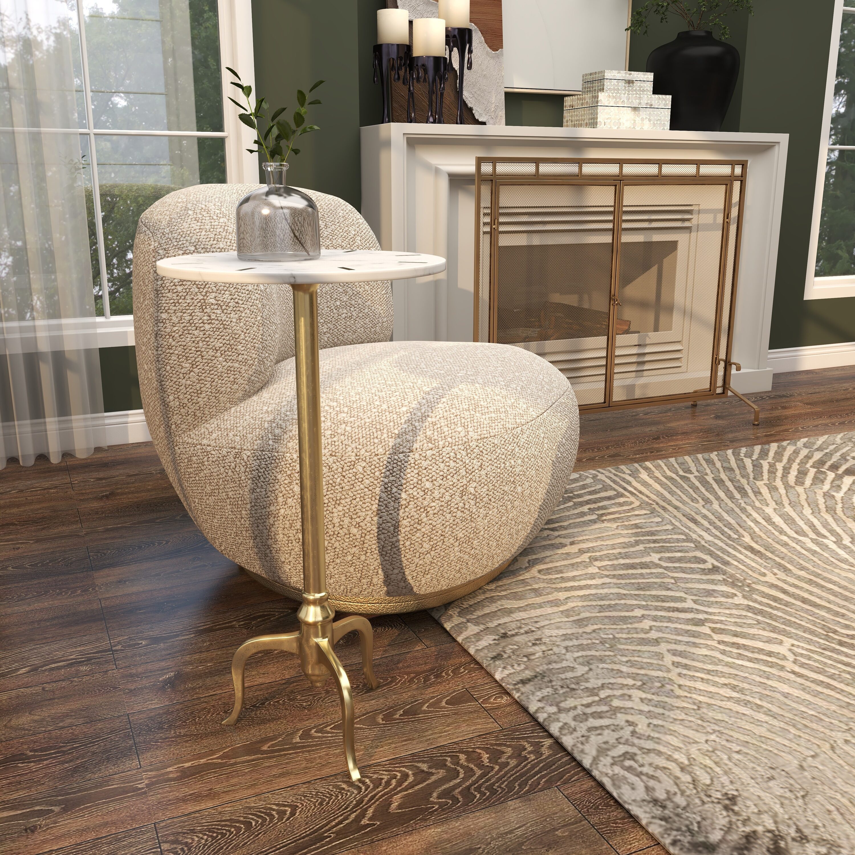 Elegant Gold & Marble Round Accent Table - 17.5" Contemporary Design
