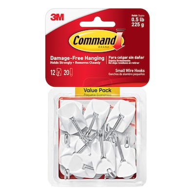 12 Pack White Adhesive Wire Hook, Outdoor Command Strips For Brick