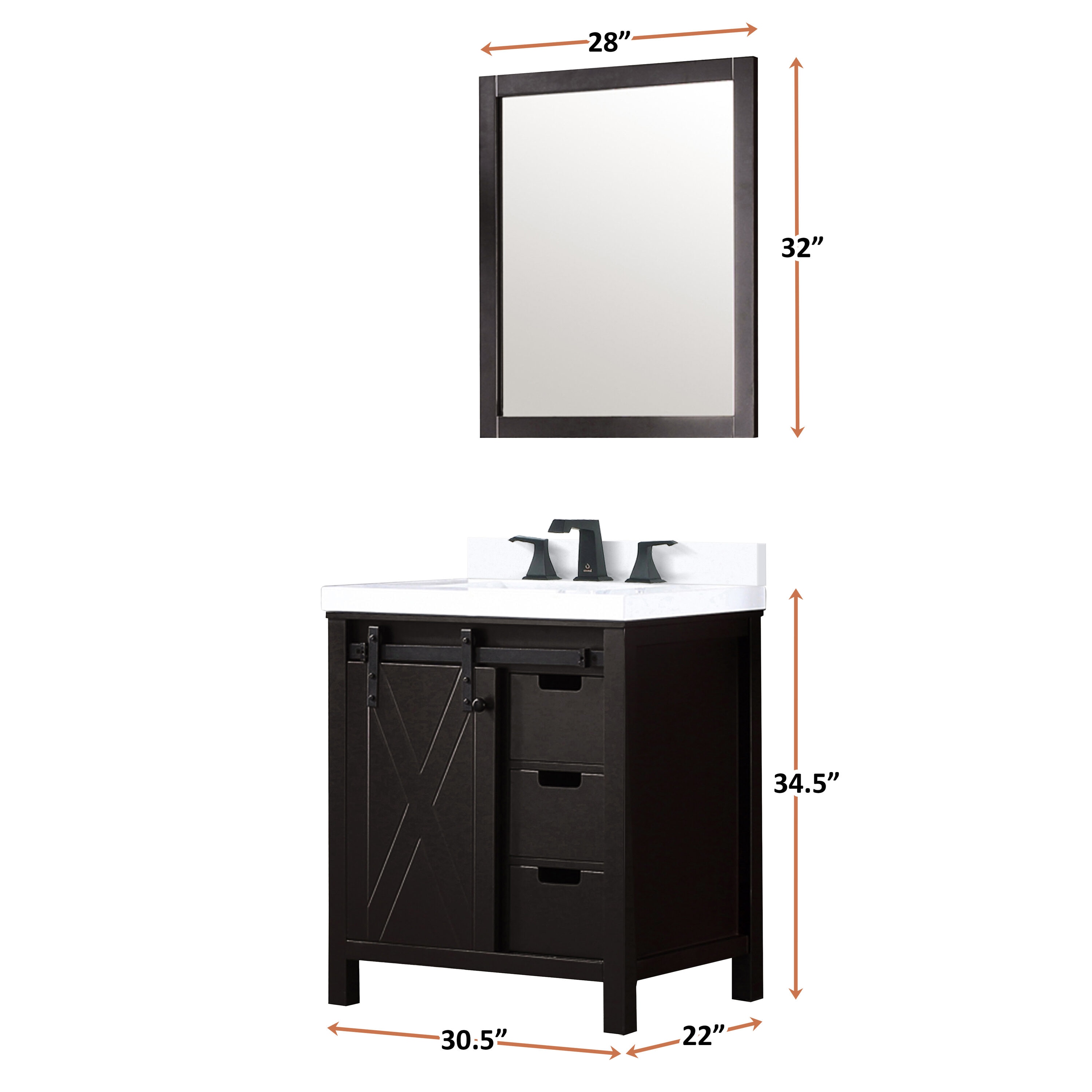 Lexora LM342230SCCSM28F Bath-Vanity-Combo - View #7