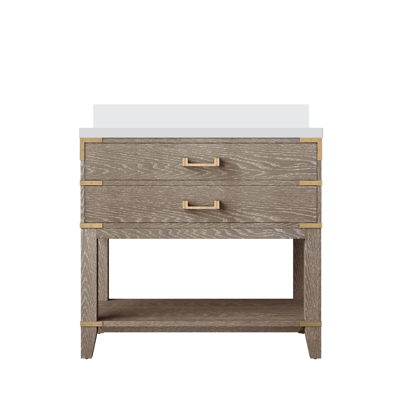 Lexora LVGR36SR200 Greenberg 36-in Grey Oak Undermount Single Sink Bathroom Vanity with White Quartz Top