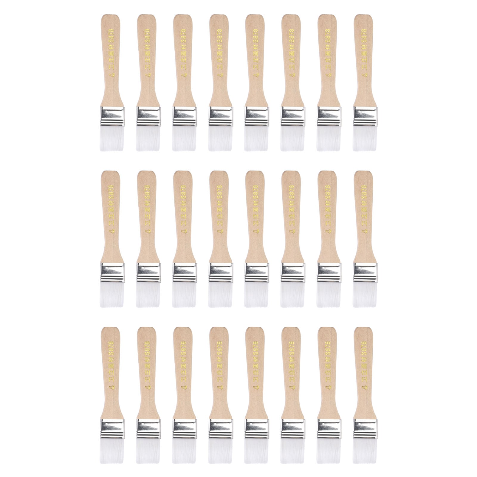Unique Bargains 24pcs 5.5 Inch Paint Brush 1 Inch Width Soft Nylon Bristle with Wood Handle for Wall Cabinets Fences White