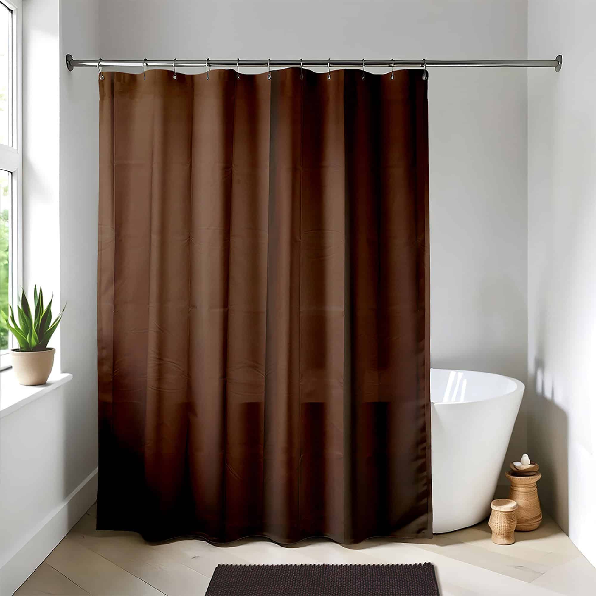 EVIDECO FRENCH HOME GOODS 71-in W x 79-in L Brown Solid Mildew-Resistant EVA/PEVA Shower liner