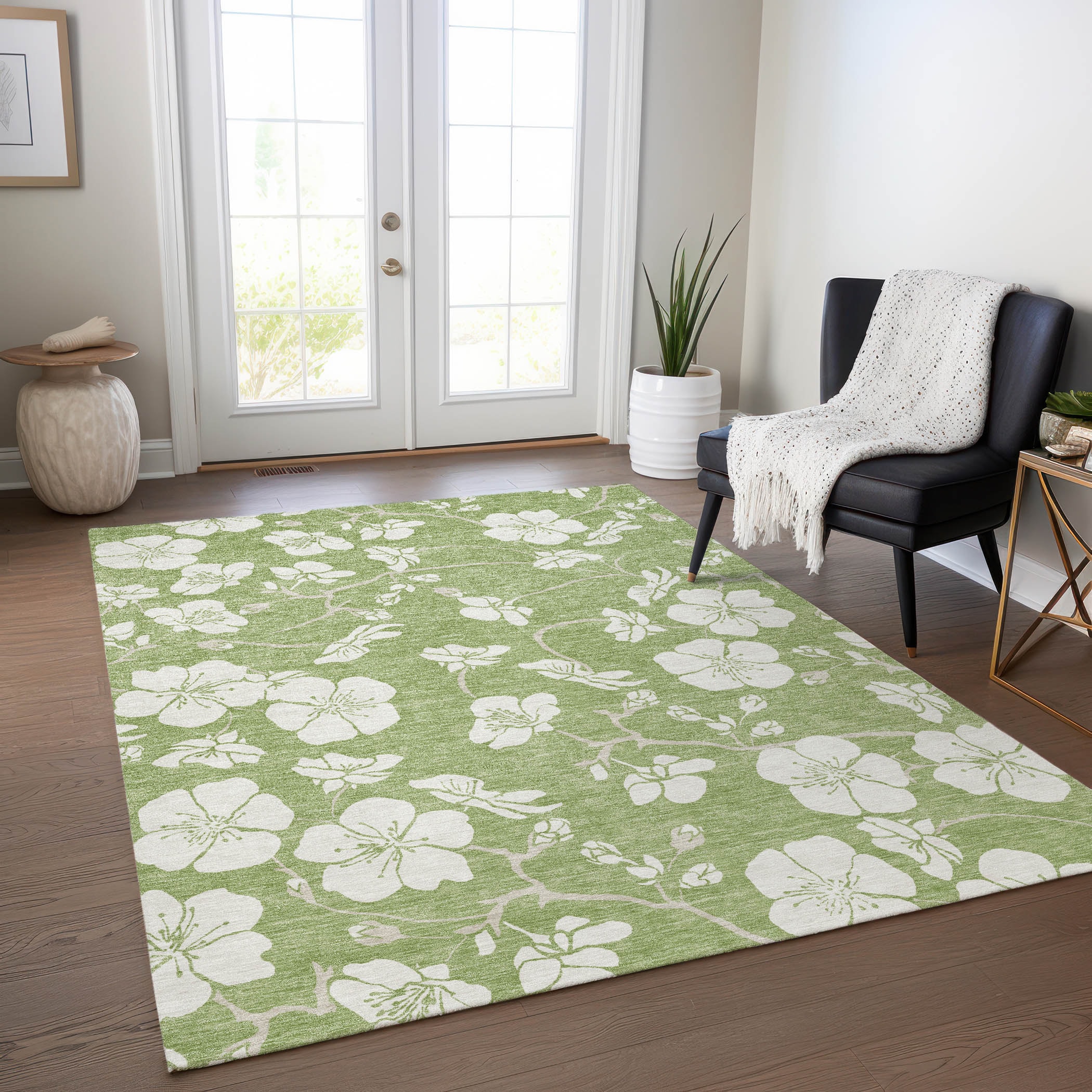 Addison Rugs ACN1032AL3X5 Chantille ACN1032AL 3 x 5 (ft) Polyester Aloe Rectangular Indoor/Outdoor Geometric Machine washable Area rug