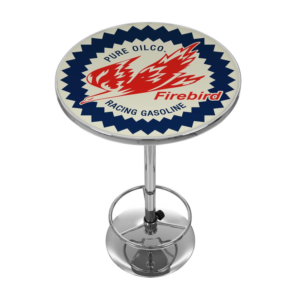 Trademark Gameroom AR2000-PURE Pub Tables Chrome Round Traditional Bar Table, Composite with Metal Pedestal Base 27.375-in L x 42-in H