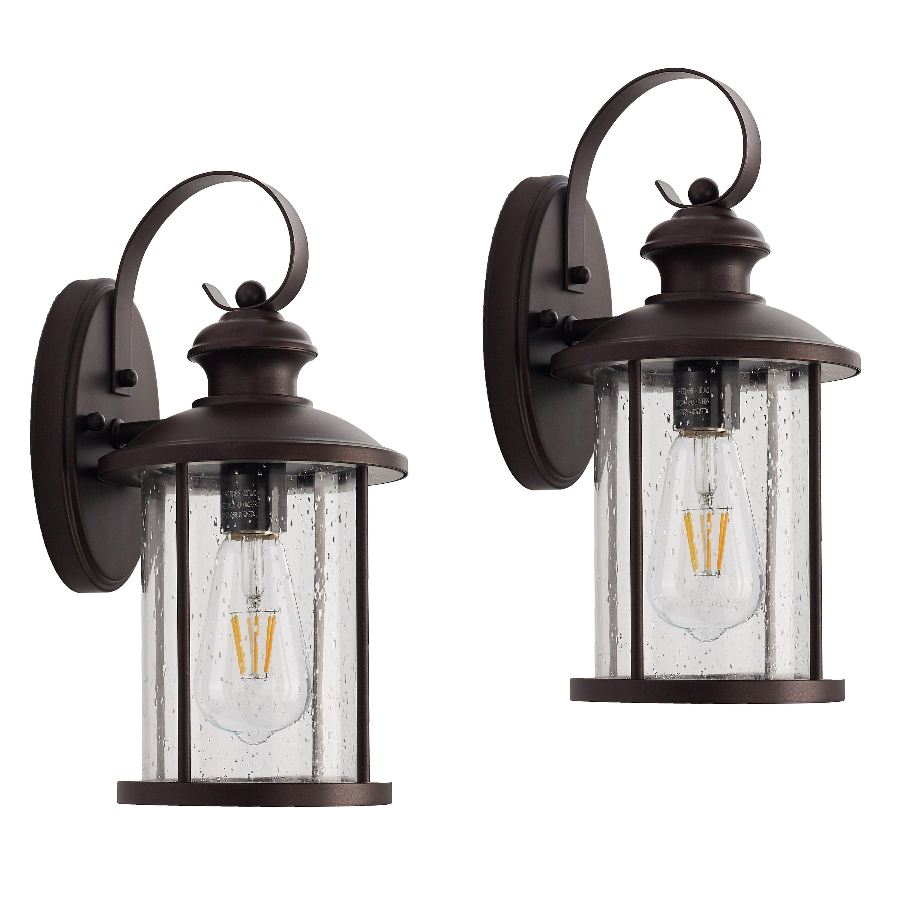 Bronze 13.75" Outdoor Wall Lantern with Clear Seedy Glass
