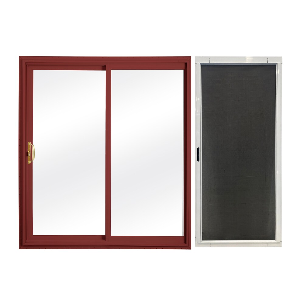 RELIABILT 60-in x 80-in Red Vinyl Universal Sliding Double Patio Door with Screen