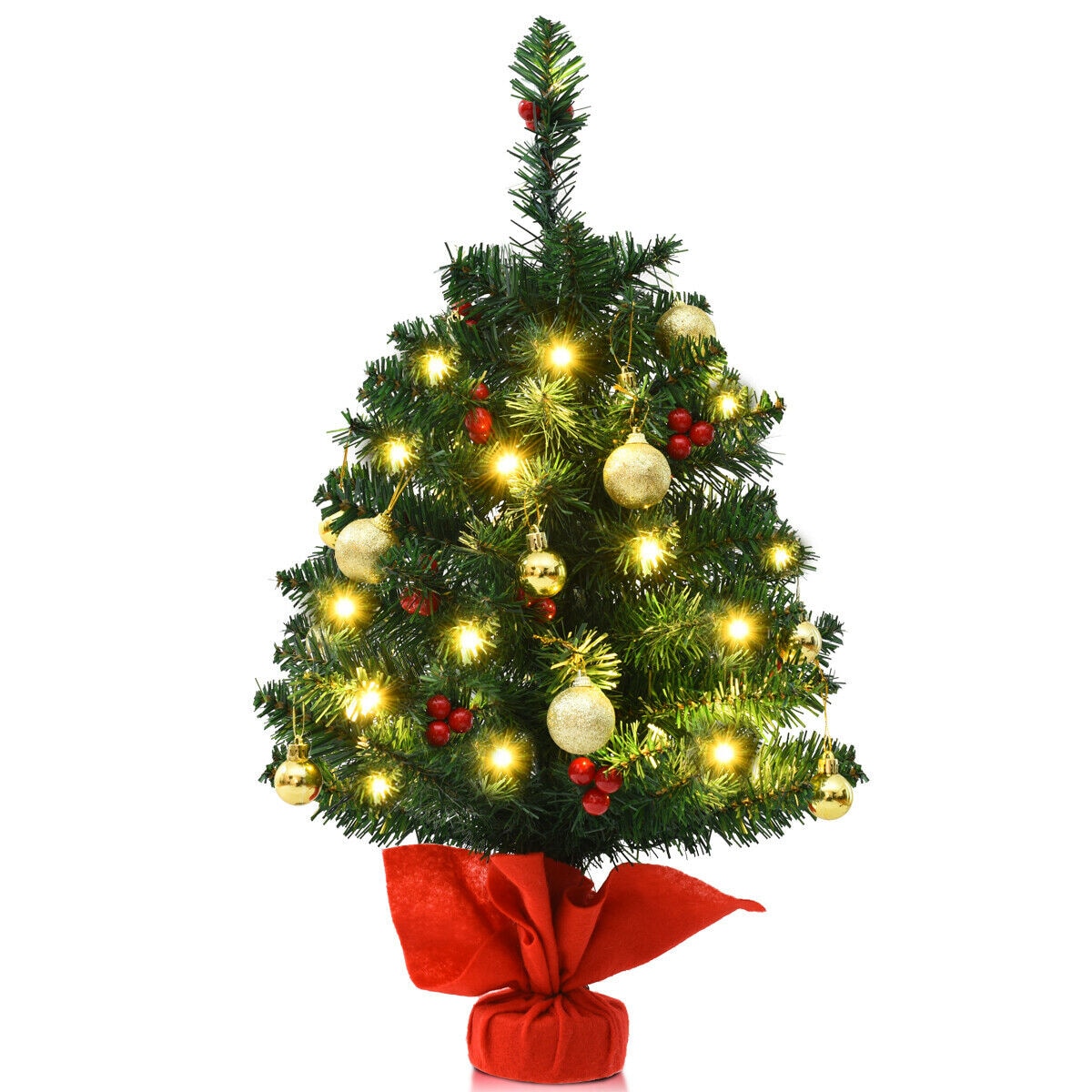WELLFOR CM-HWY-21215 2-Feet Pre-lit Artificial Christmas Tree with White LED Lights