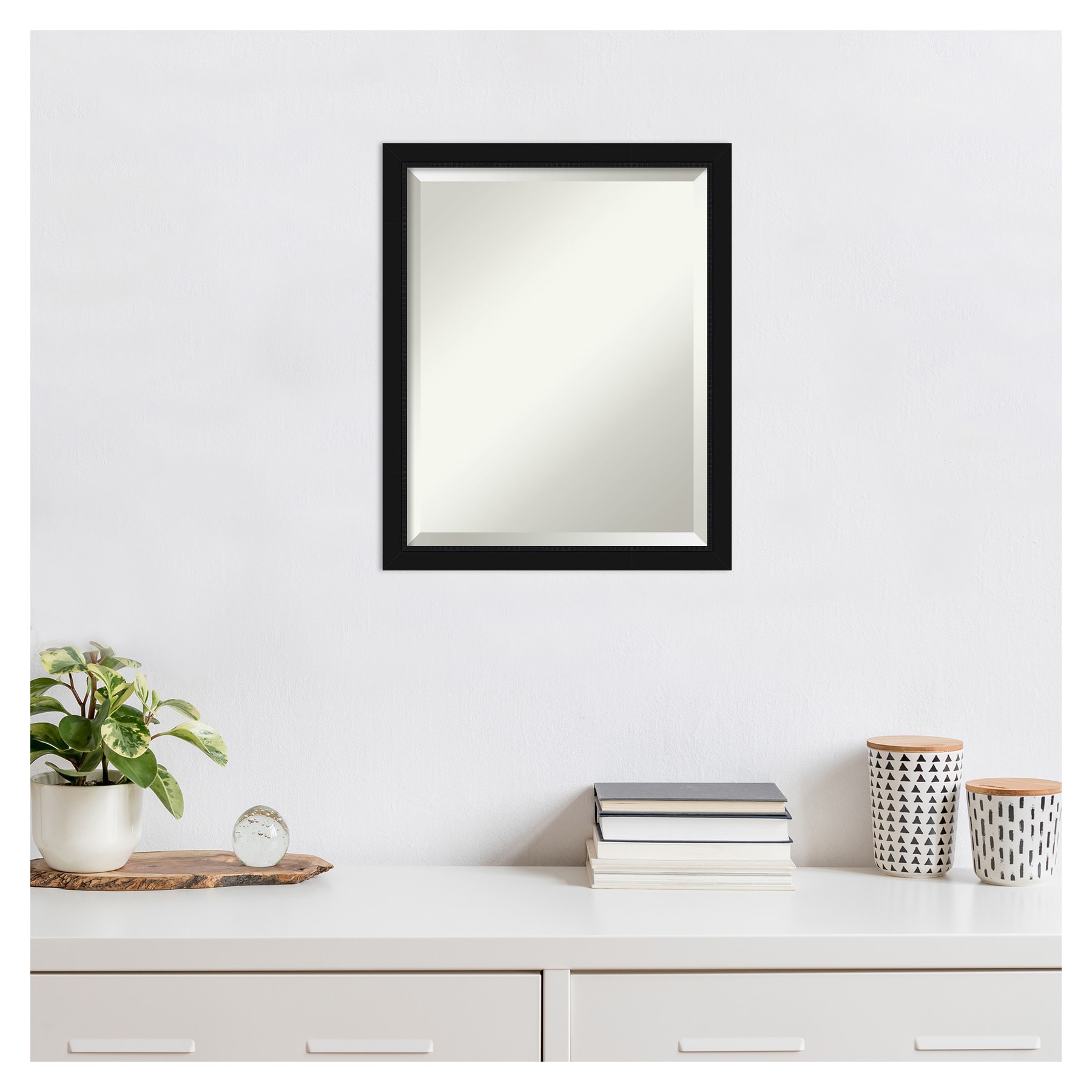 Avon Black Satin Framed Rectangular Wall Mirror 18 x 22