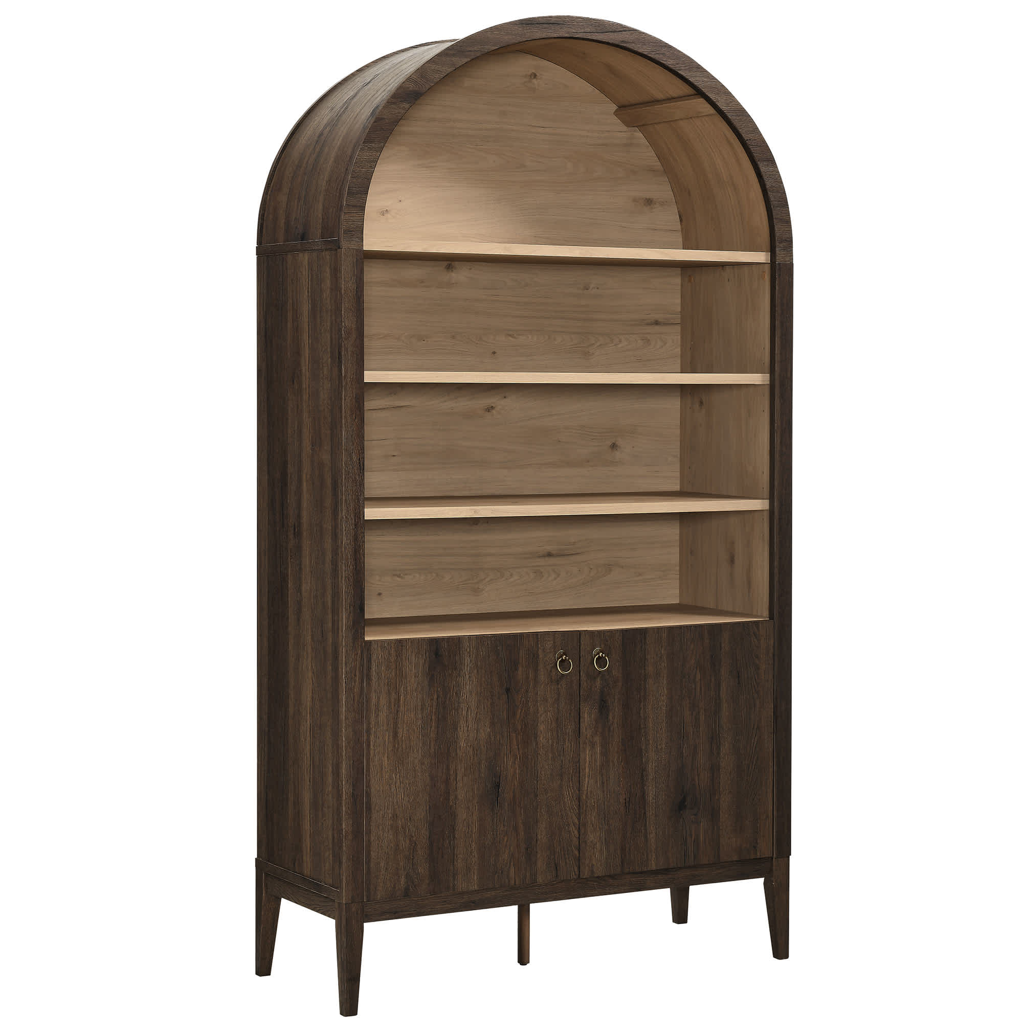 Modway -  Nolan 74-in Tall Wide Arched Storage Display Cabinet Bookshelf in Dark Walnut