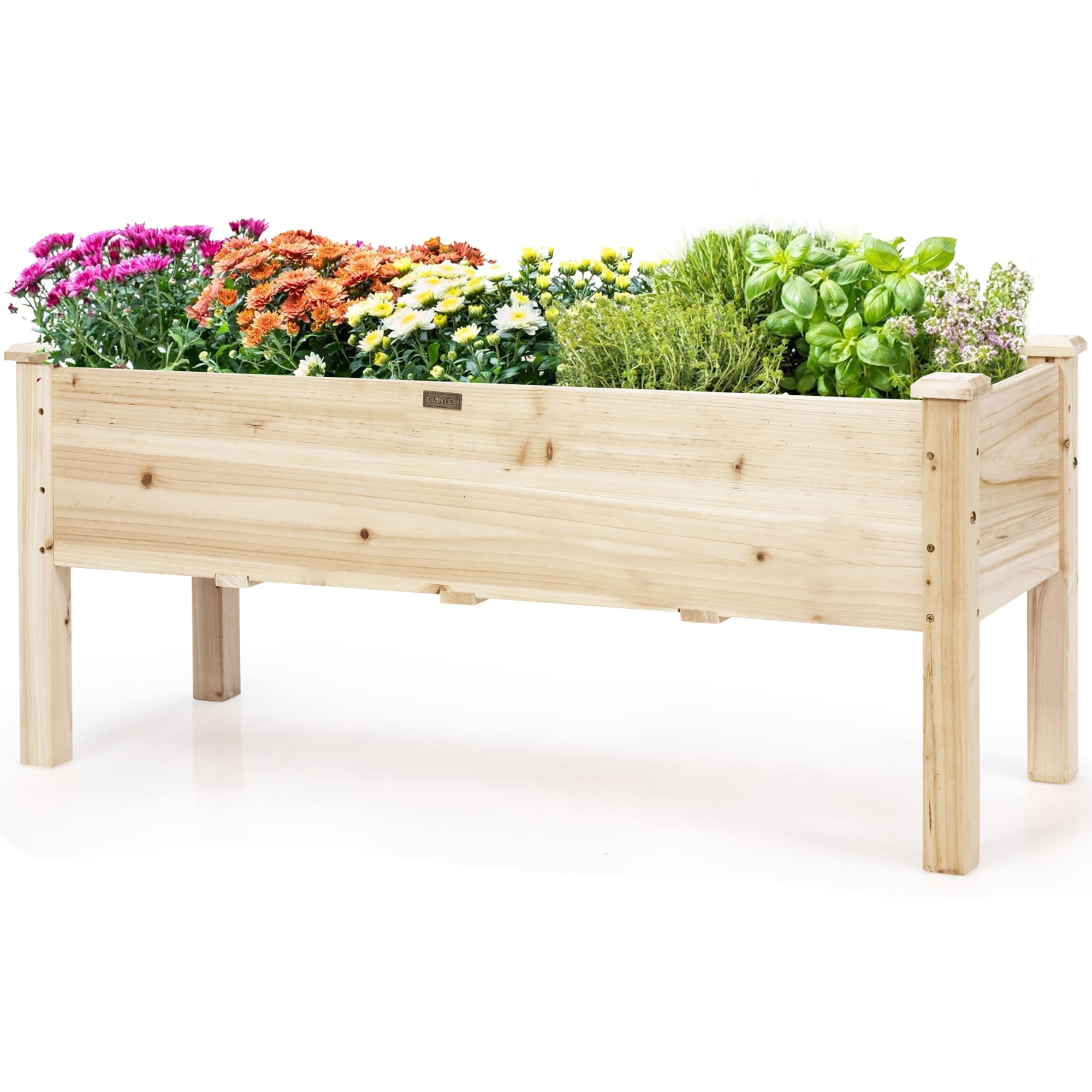 Costway LWS00535 17-in W x 47.5-in L x 20-in H Brown Wood Raised Garden Bed