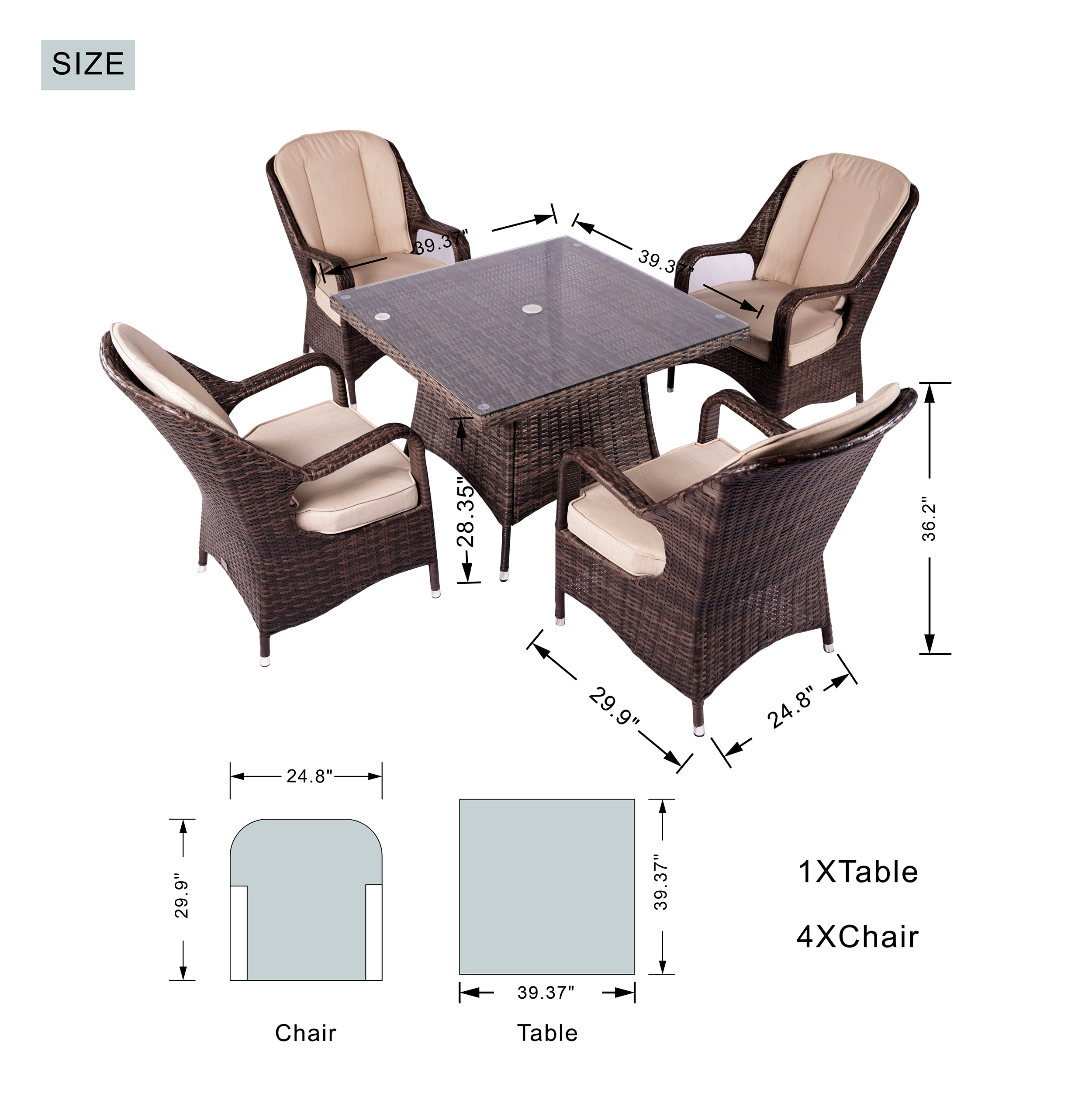Moda Furnishings CMAD-1710-BR Patio-Dining-Sets - View #2