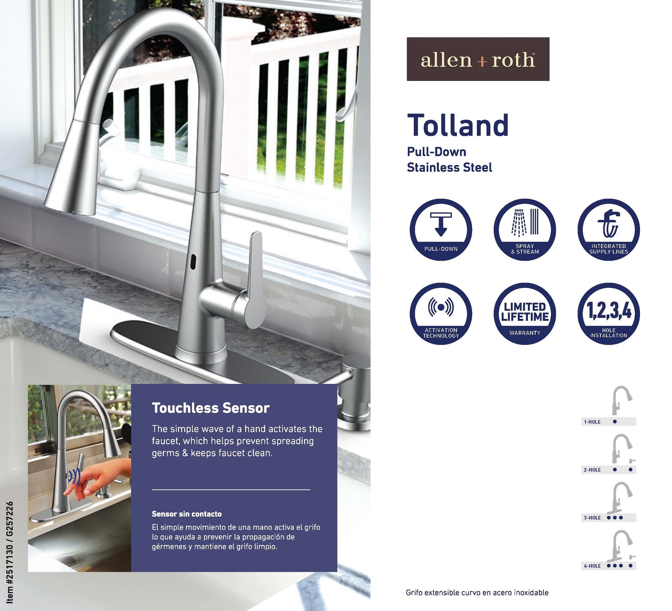 allen + roth Tolland Stainless Steel Single Handle Pulldown Kitchen