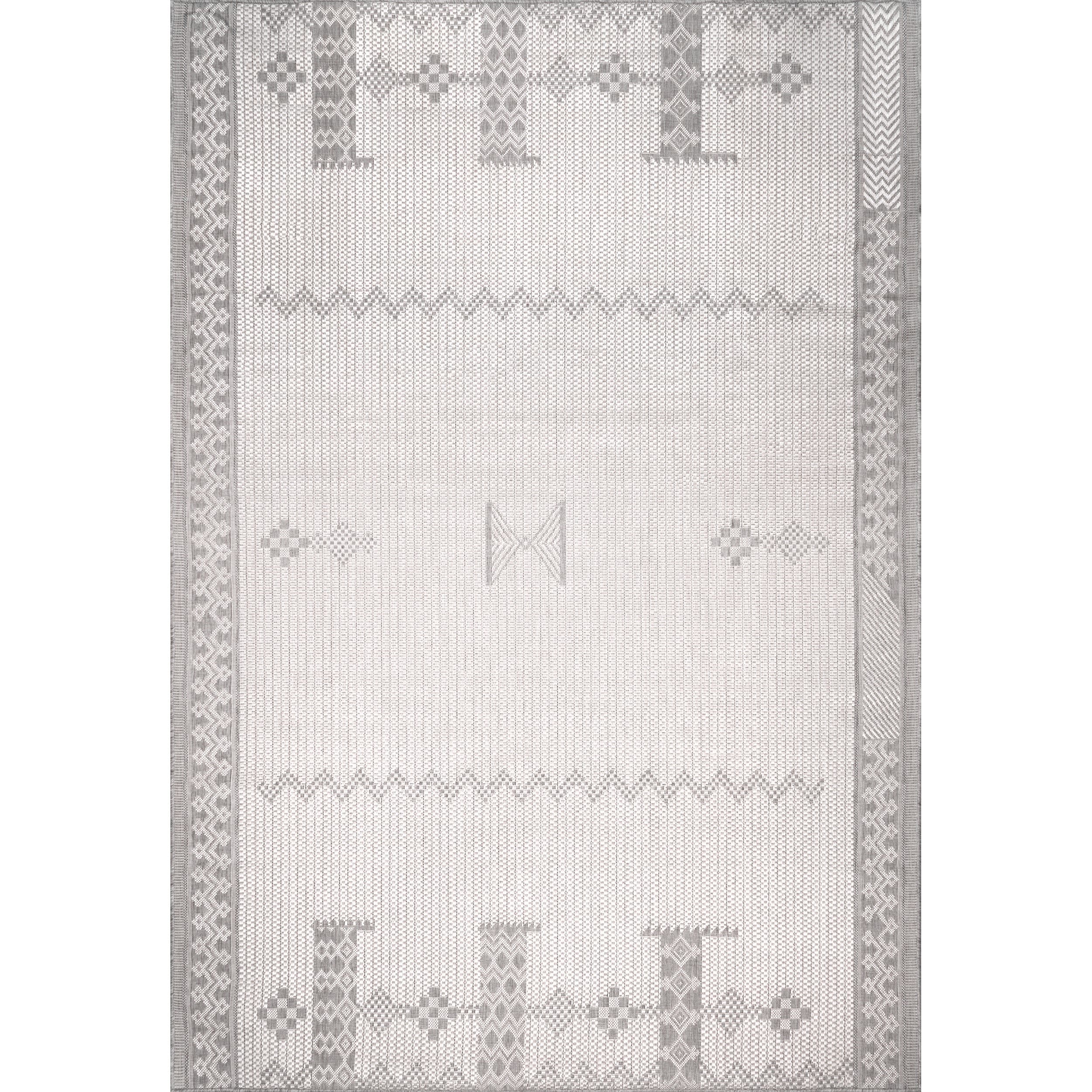 Lowen Global Geometric Light Gray Indoor/Outdoor Area Rug, 3'6" x 5'