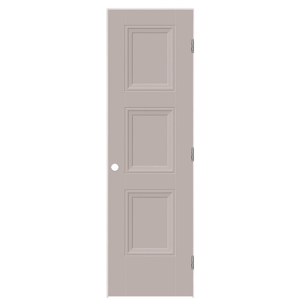 Masonite 1573128 24-in x 80-in Driftwood Hollow core 3-panel square Left hand Smooth Prefinished Molded composite Flat Jamb Single Prehung Interior Door