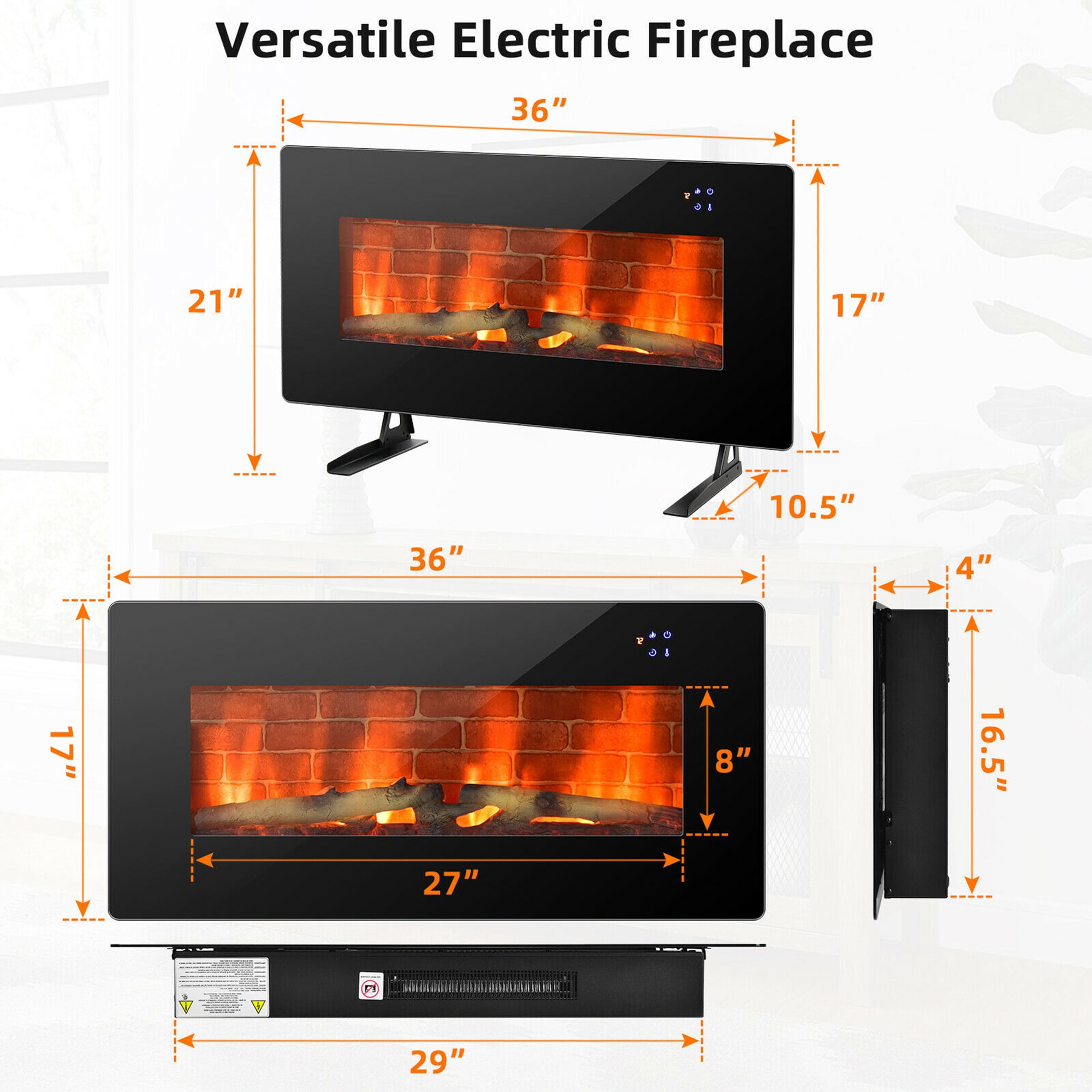 Goplus FP10068US-BK Electric-Fireplaces - View #2
