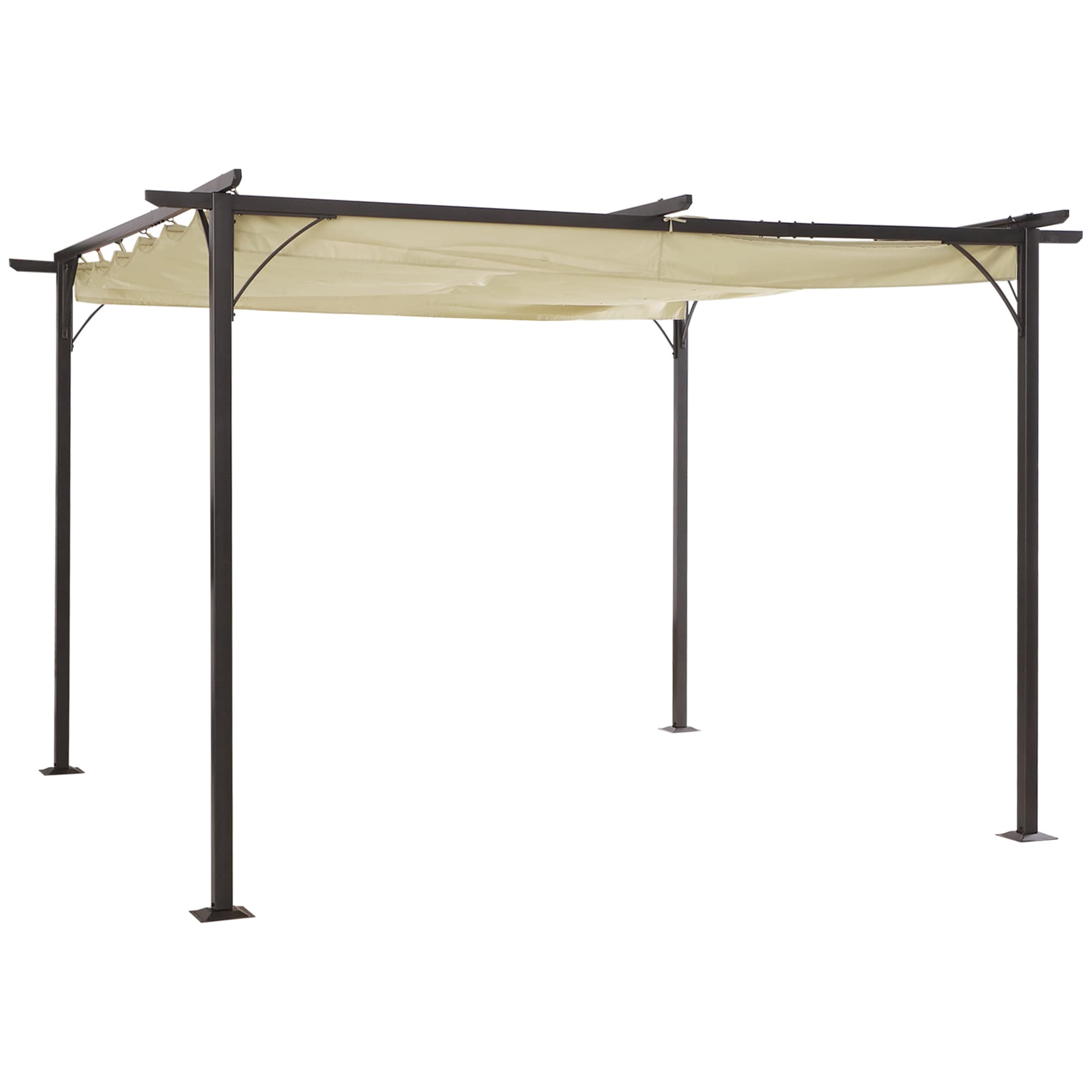 ToolCat BZ2-3-PW 11-ft W x 8-ft L x 8-ft H Beige Metal Freestanding Pergola with Canopy
