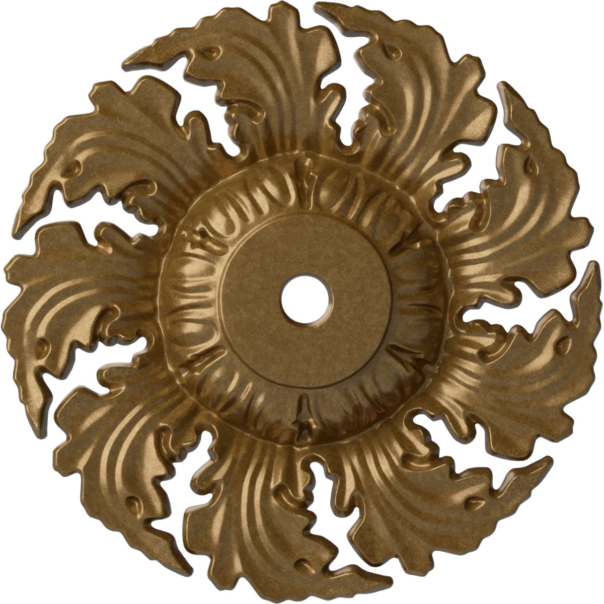 Ekena Millwork CM14NEPAS Needham 14.625-in W x 14.625-in L Painted Pale Gold Polyurethane Whole Ceiling Medallion