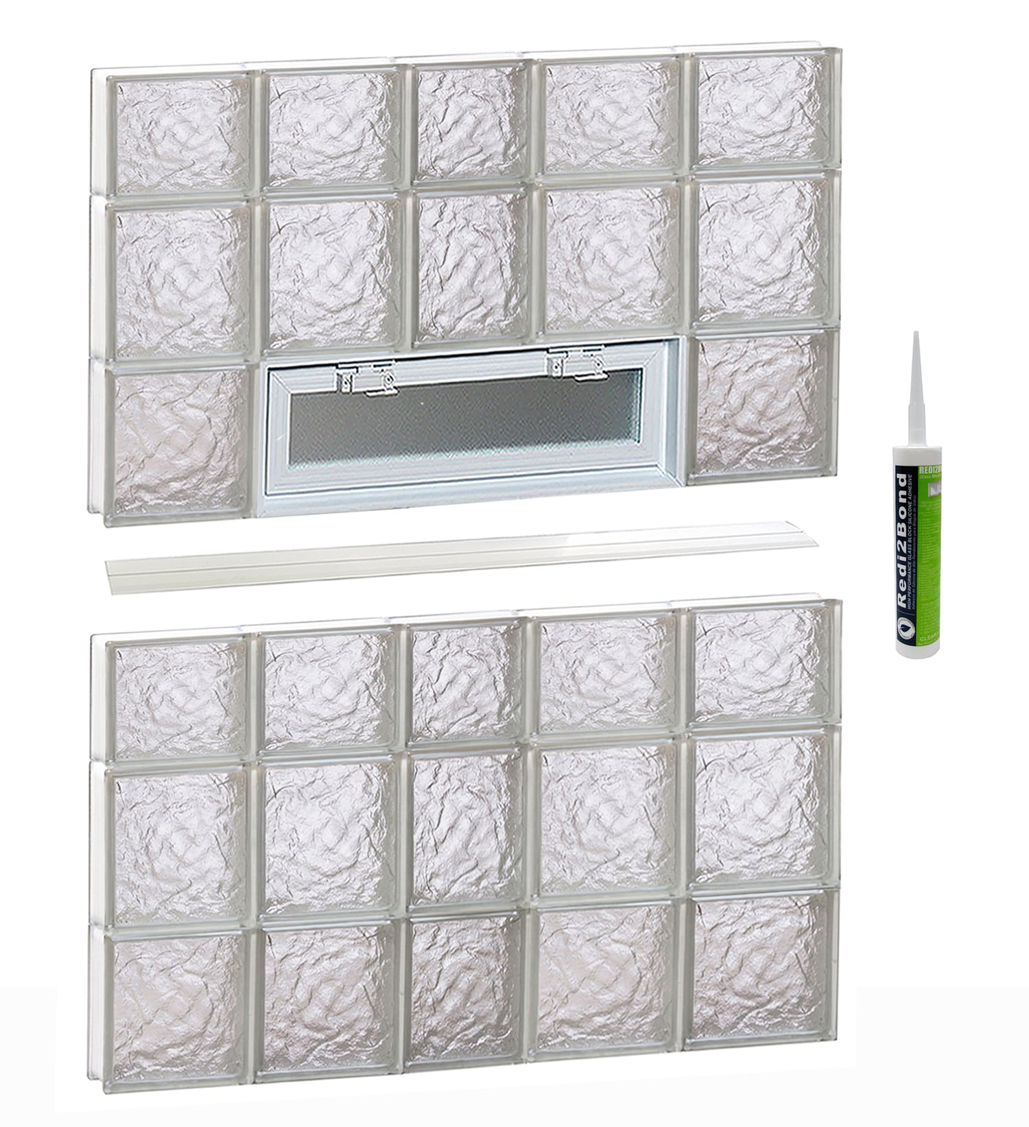 REDI2SET V3844IS Ice Glass 36-3/4-in x 42-1/2-in Frameless Replacement Vented Glass Block Window