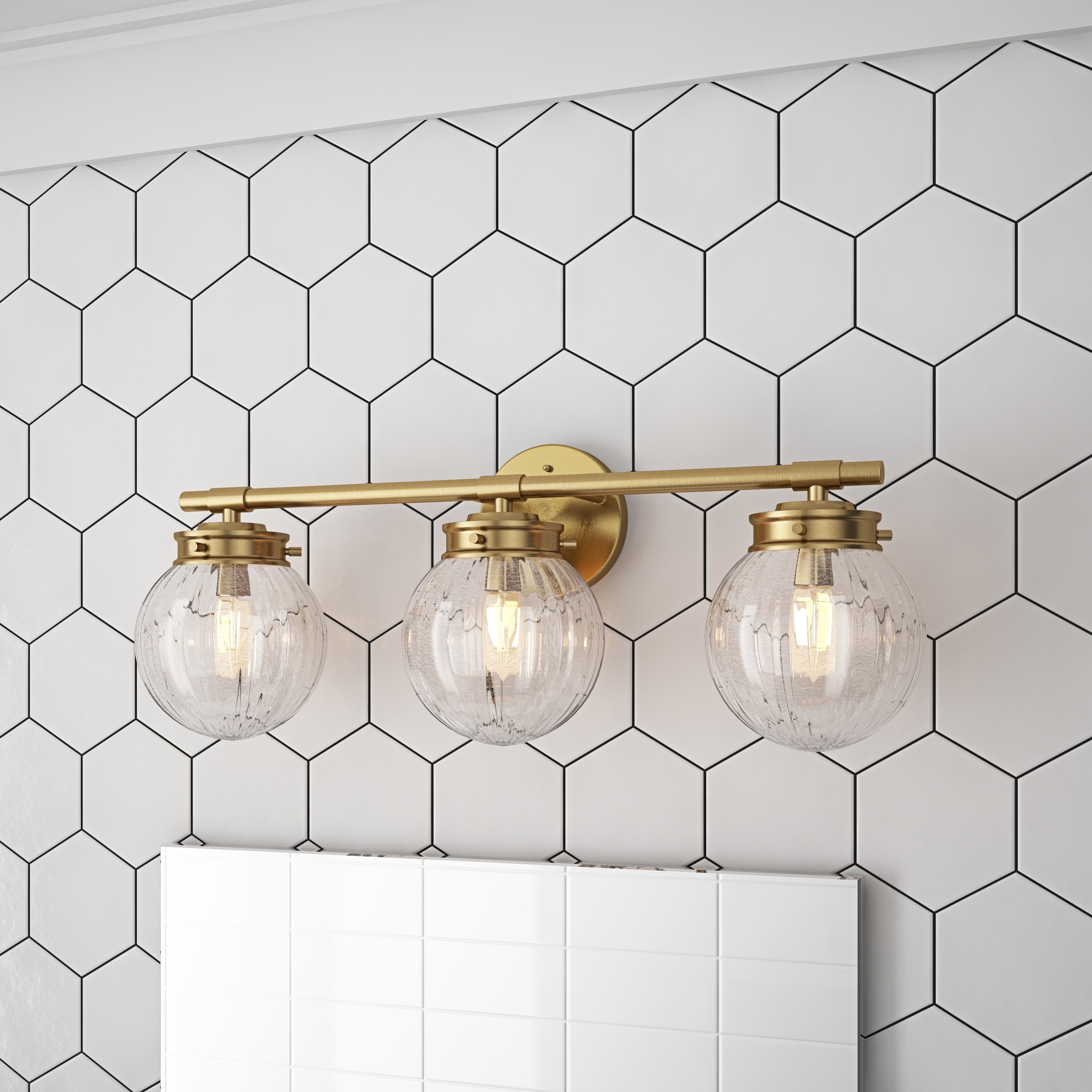 Aiwen WHH-307-3 21.85-in 3 -Light Gold Modern/contemporary Vanity light