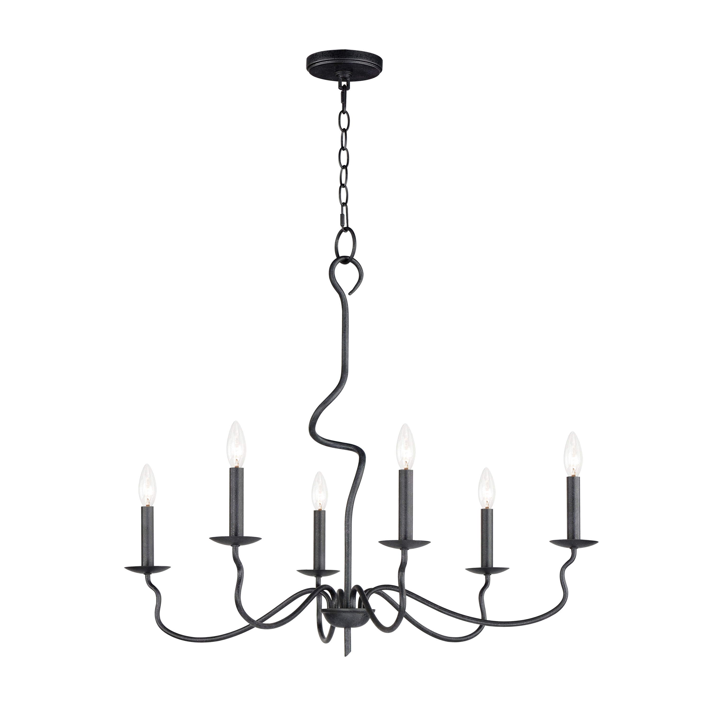 Maxim Lighting 27706BO Padrona 6 -Light Matte Black Traditional For Use in Bedrooms, Dining Rooms, Foyers, Kitchens, Living Rooms Chandelier