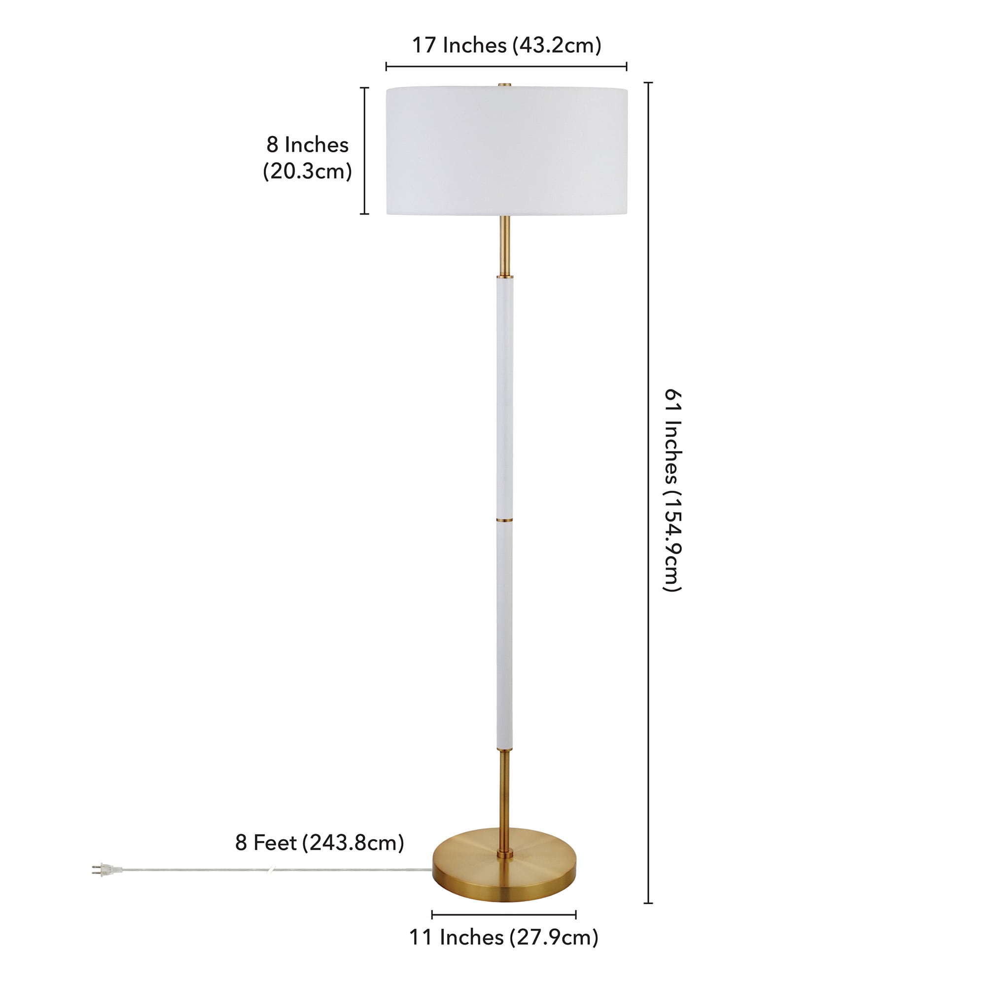 Simone Matte White & Brass Contemporary 2-Bulb Floor Lamp