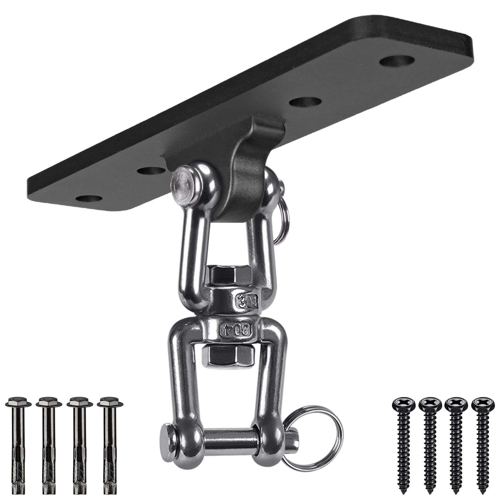 Wudkey Heavy Duty 600 LB Bag Hanger with 360 Degrees Swivel and 180 Degrees Swing Wall Ceiling Mount Hook for Wood Beam Boxing Training Hammock and Fitness Equipment