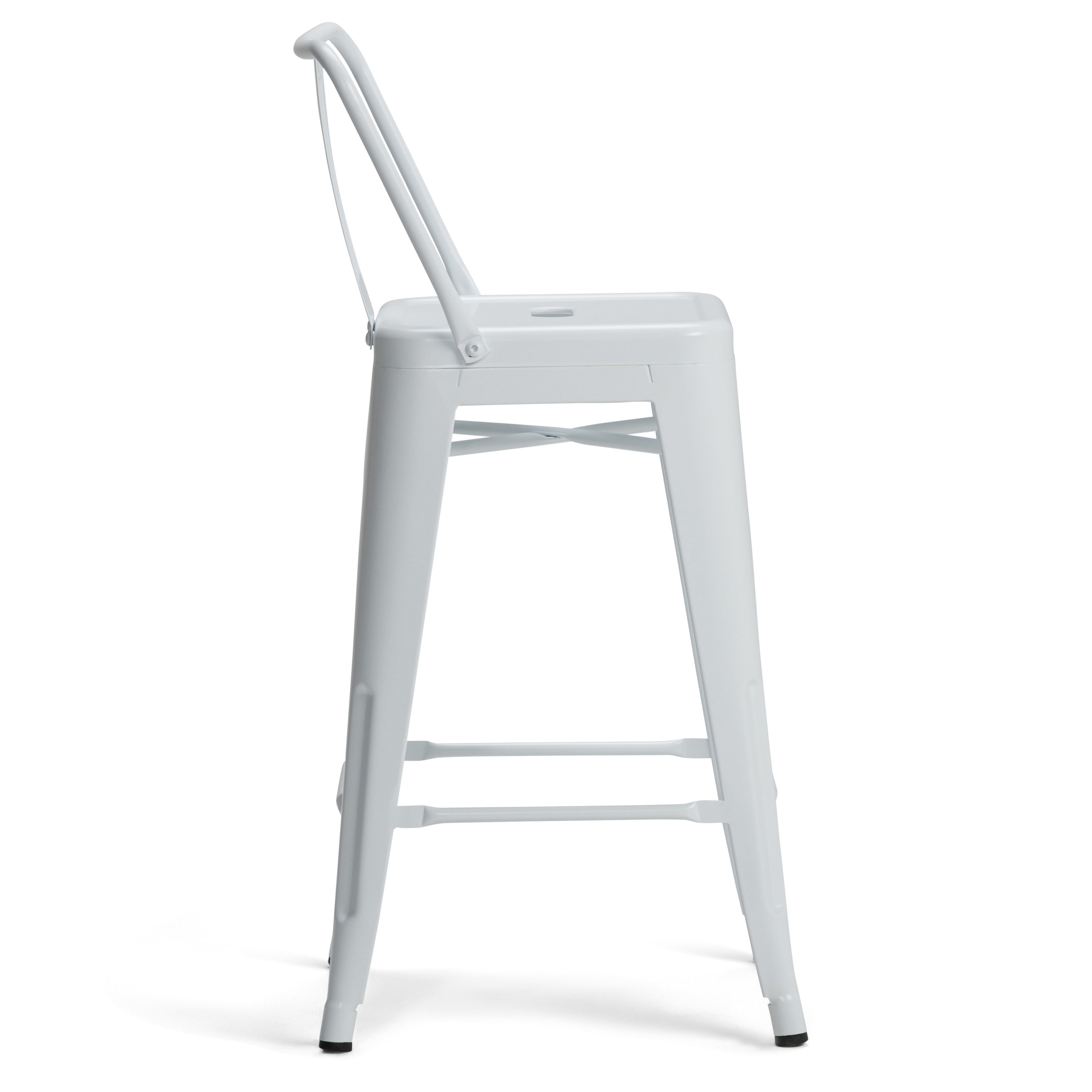 Rayne 24" White Industrial Metal Counter Stool Set