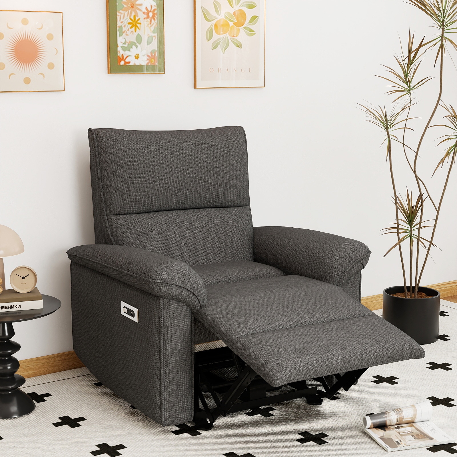 LUXEYARD Wall Hugger Recliner Zero Wall Power Recliner Chair Electric Recliner for Living Room Fabric Reclining Armchair for Bedroom