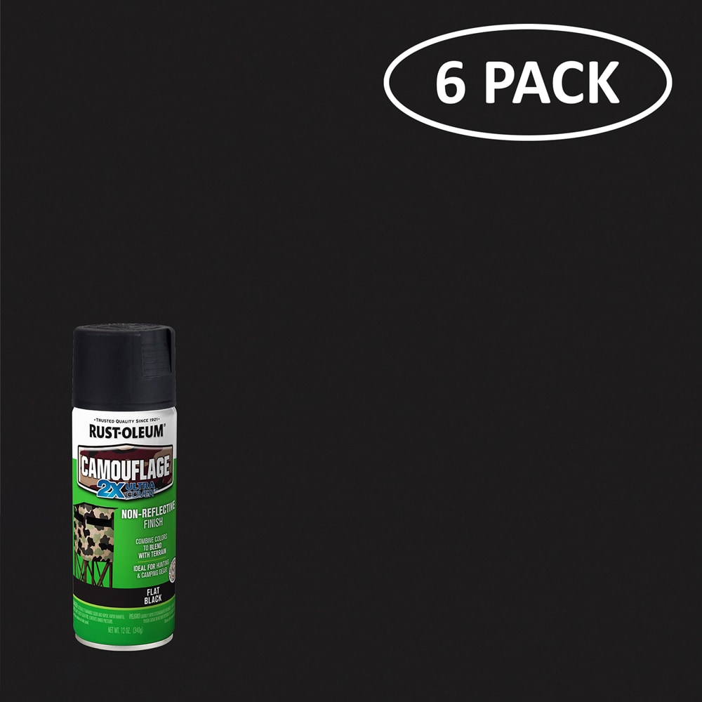 Rust-Oleum 279179SOS Specialty Camouflage 2X Ultra Cover 6 -Pack Flat Black Spray paint ( NET WT. 12-oz )