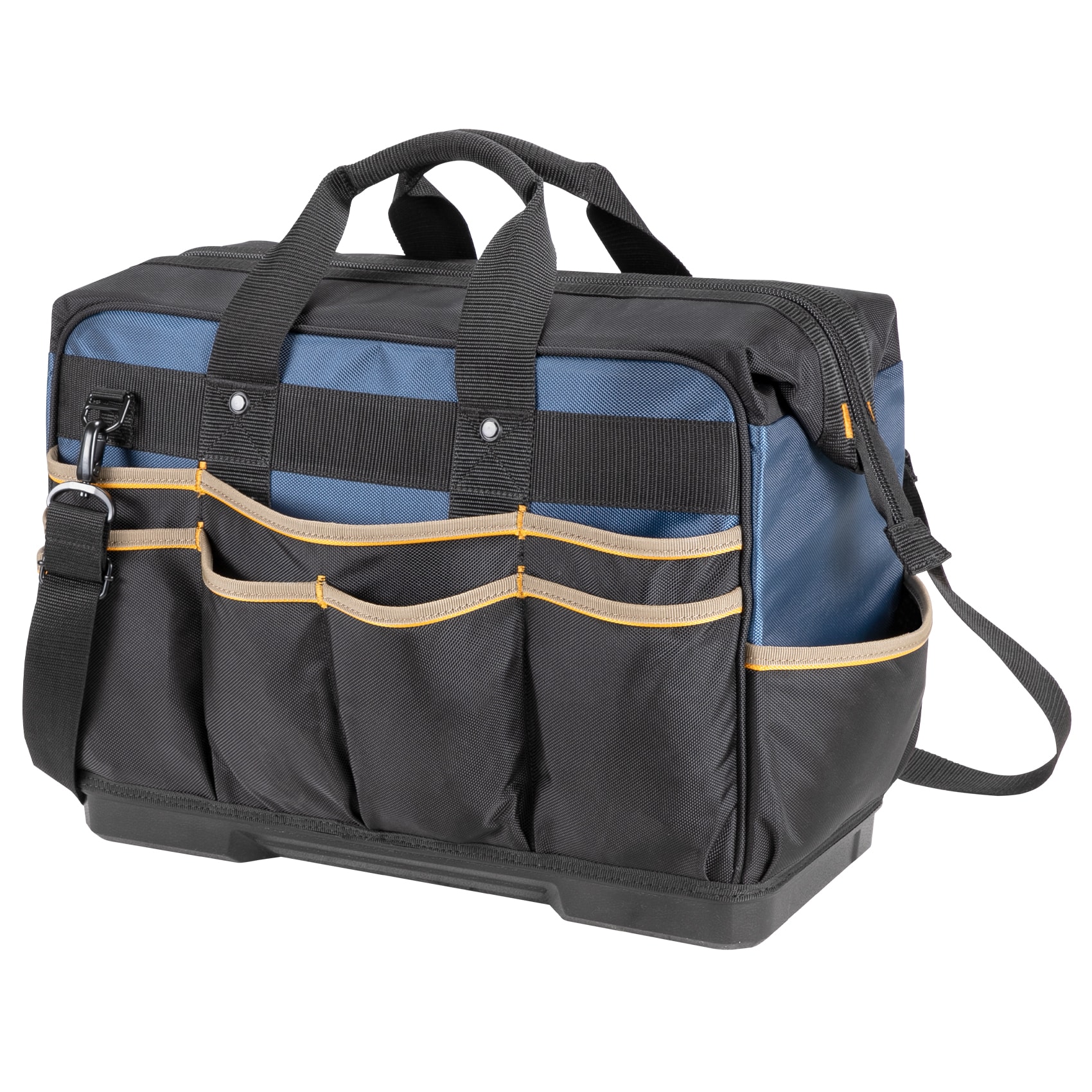 Custom LeatherCraft Black/Blue Ballistic Nylon 16-in Zippered Tool Bag ...