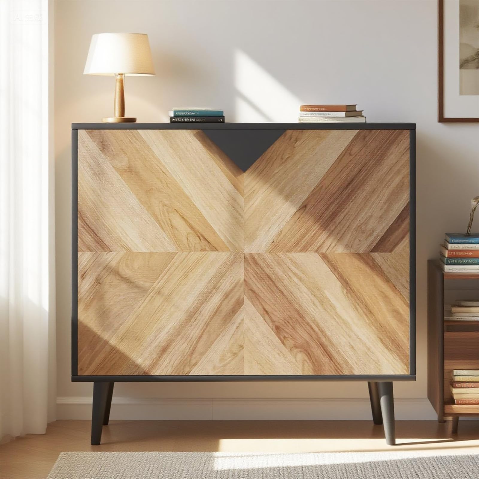 GarveeLife 31.5-in Sideboard Buffet Cabinet with 2 Doors Wood Finish Modern Storage Accent Cabinet