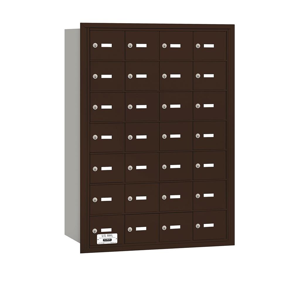 SALSBURY INDUSTRIES 3628ZRU Recessed Mount Bronze Metal Extra Large Lockable Cluster Mailbox